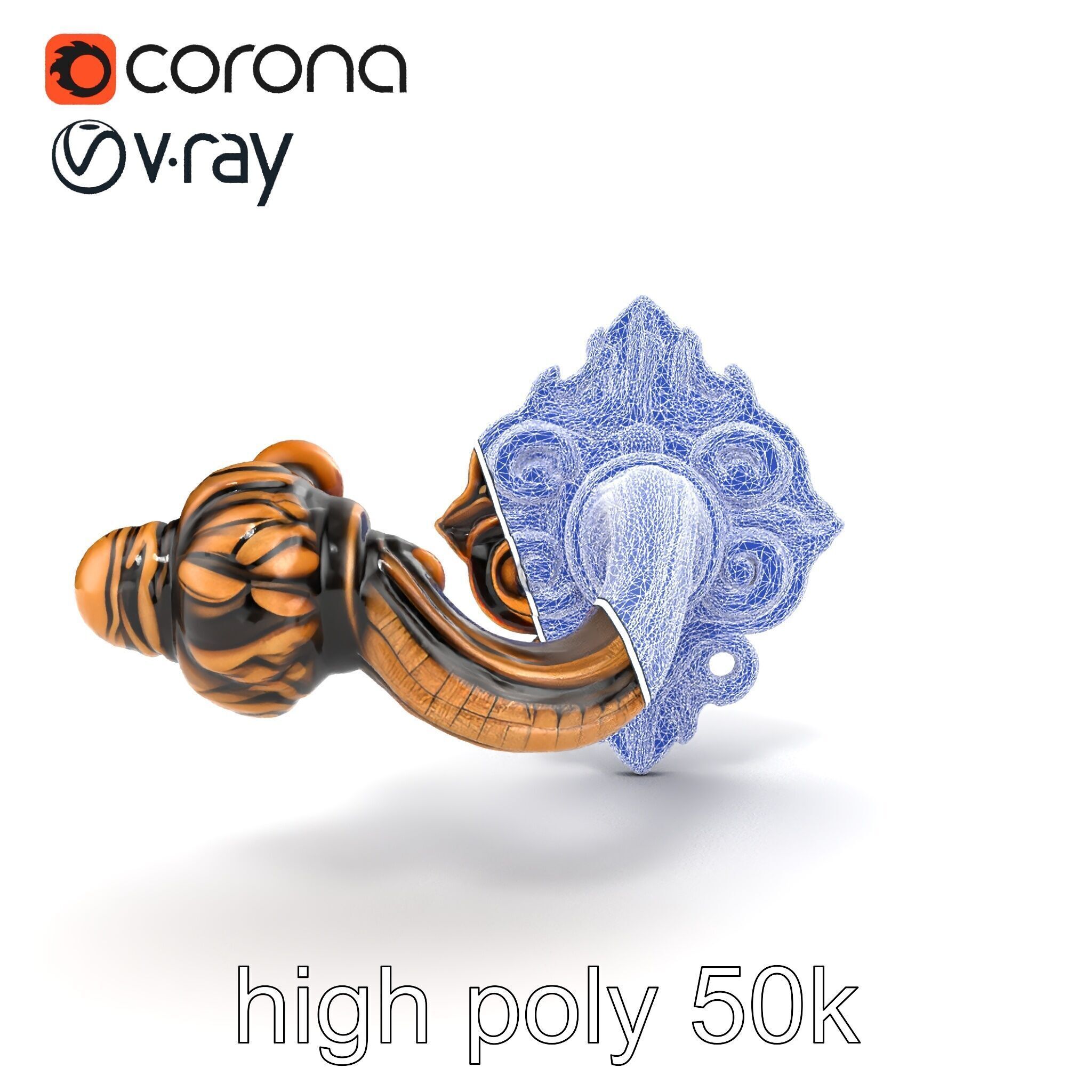 Baroque Style Ornate Door Handle model pack Low-poly 3D model_26