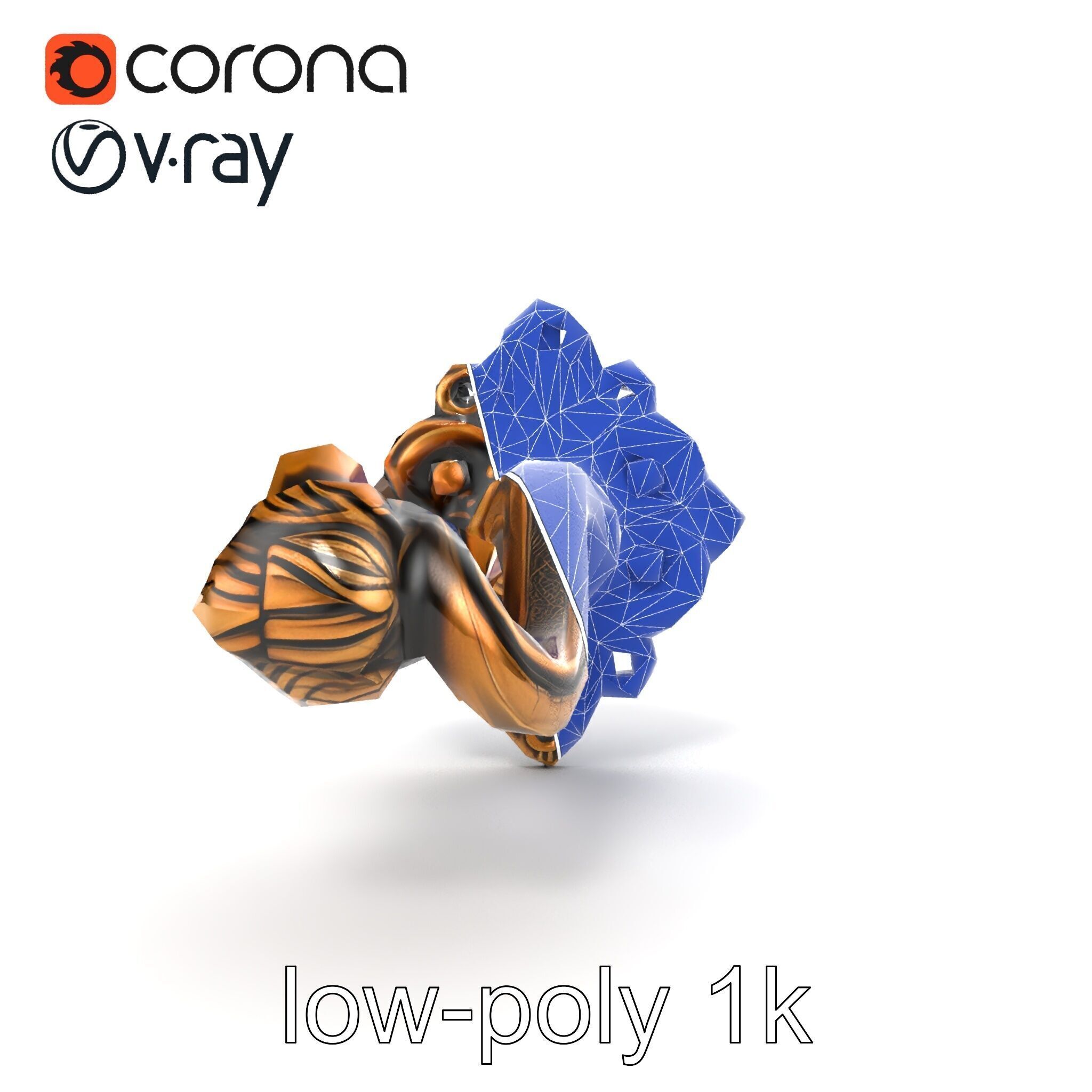 Baroque Style Ornate Door Handle model pack Low-poly 3D model_27