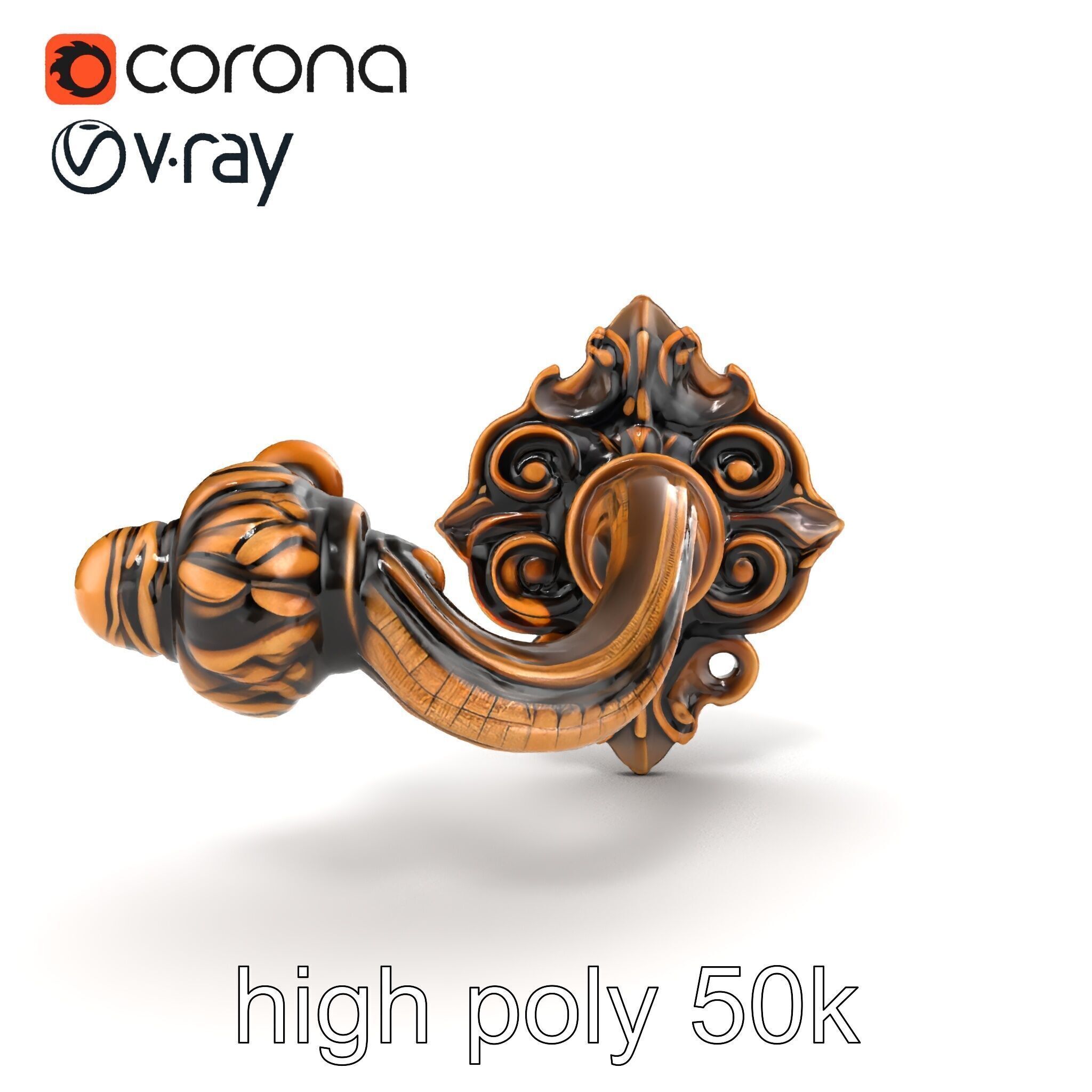 Baroque Style Ornate Door Handle model pack Low-poly 3D model_23