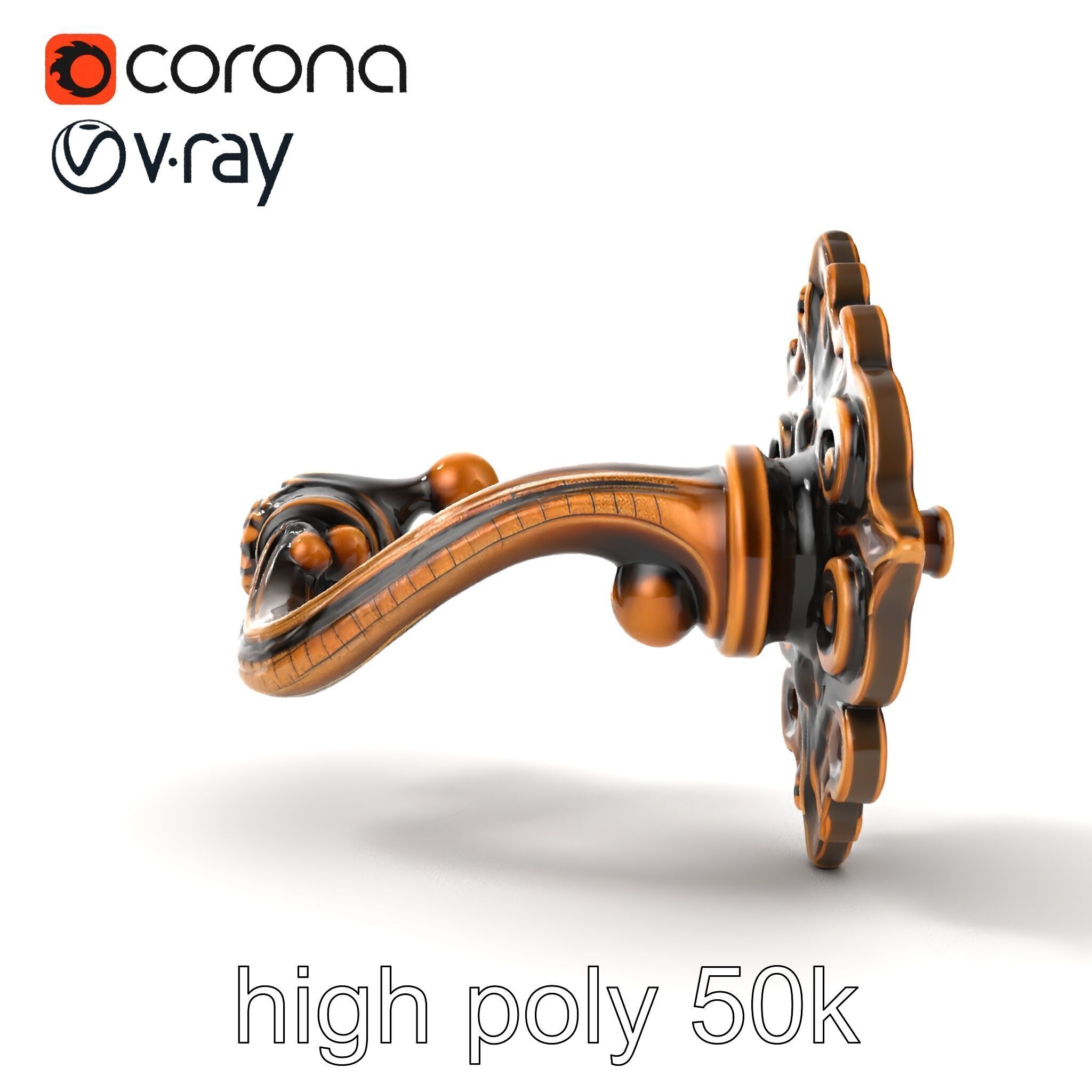 Baroque Style Ornate Door Handle model pack Low-poly 3D model_22