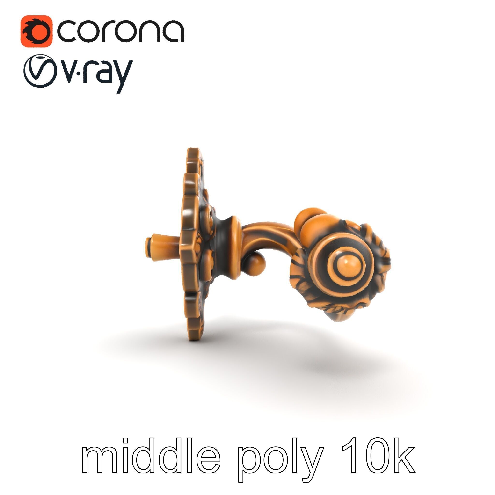 Baroque Style Ornate Door Handle model pack Low-poly 3D model_15