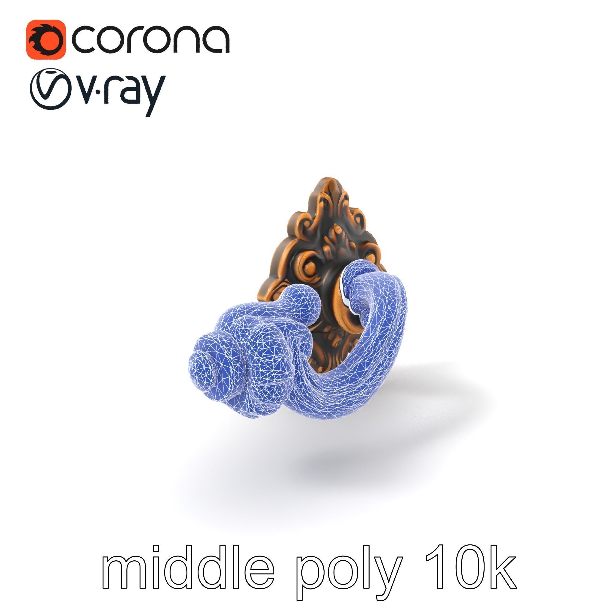 Baroque Style Ornate Door Handle model pack Low-poly 3D model_5