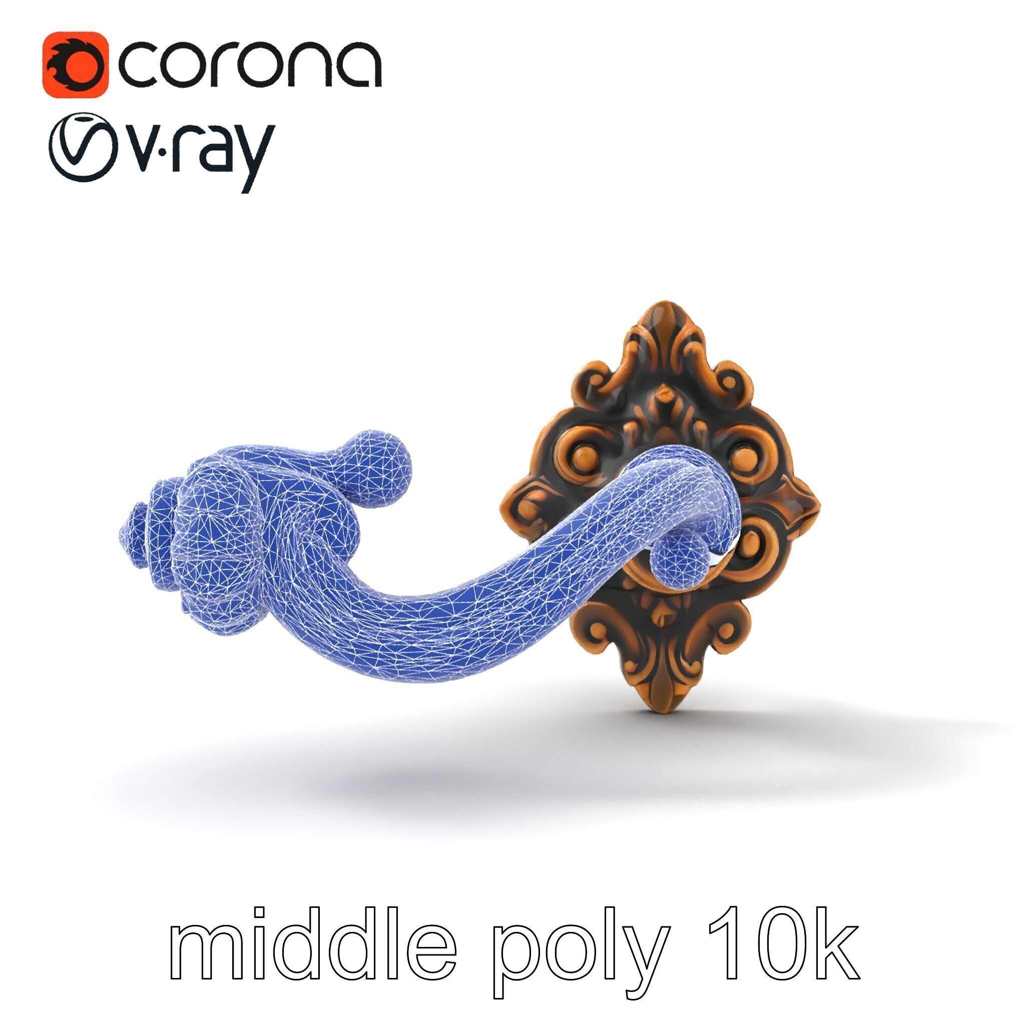 Baroque Style Ornate Door Handle model pack Low-poly 3D model_29