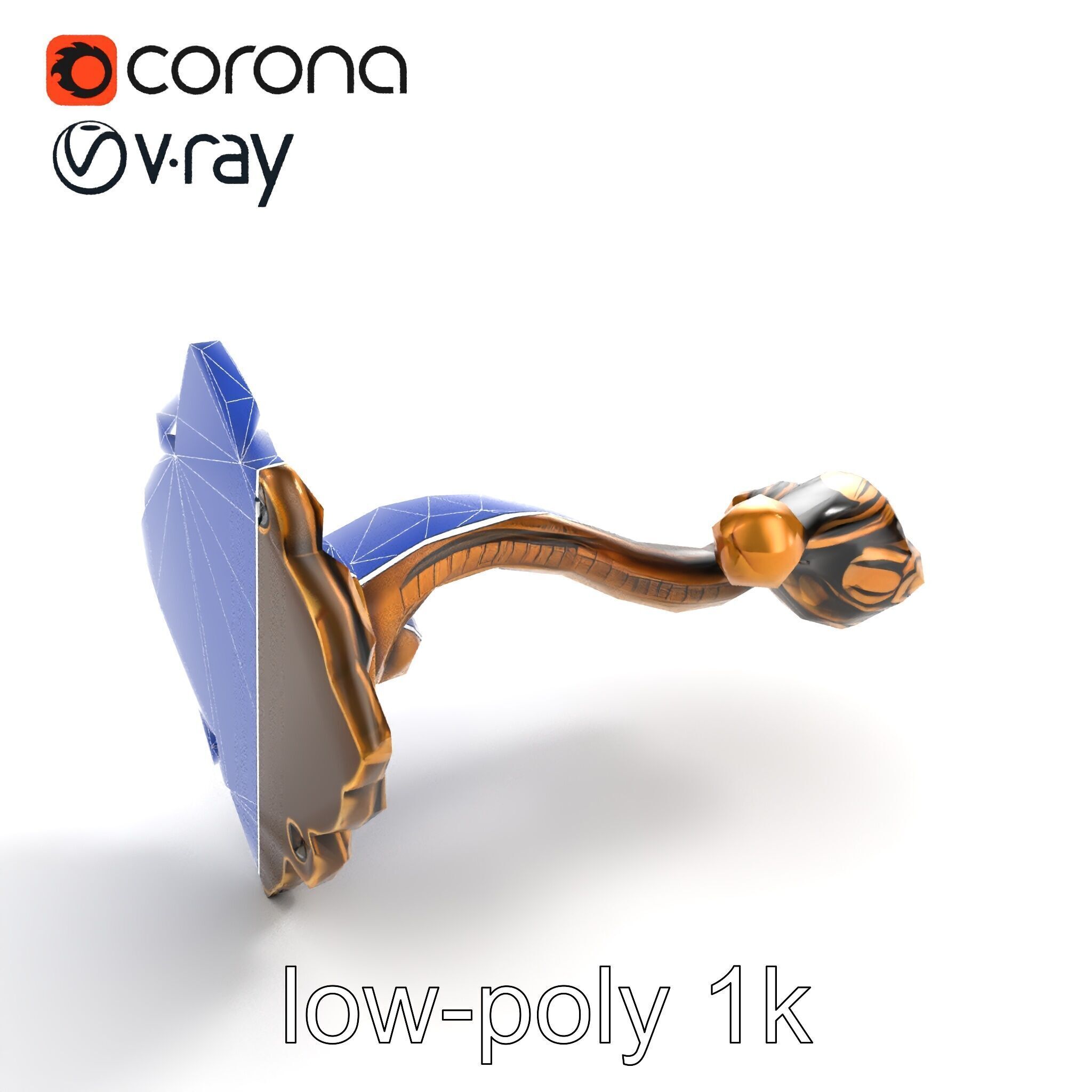 Baroque Style Ornate Door Handle model pack Low-poly 3D model_18