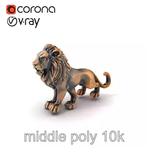 Fierce Lion Handle Sculpture model pack Low-poly 3D model