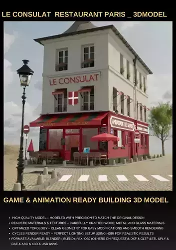 le consulat paris restaurant 3D model