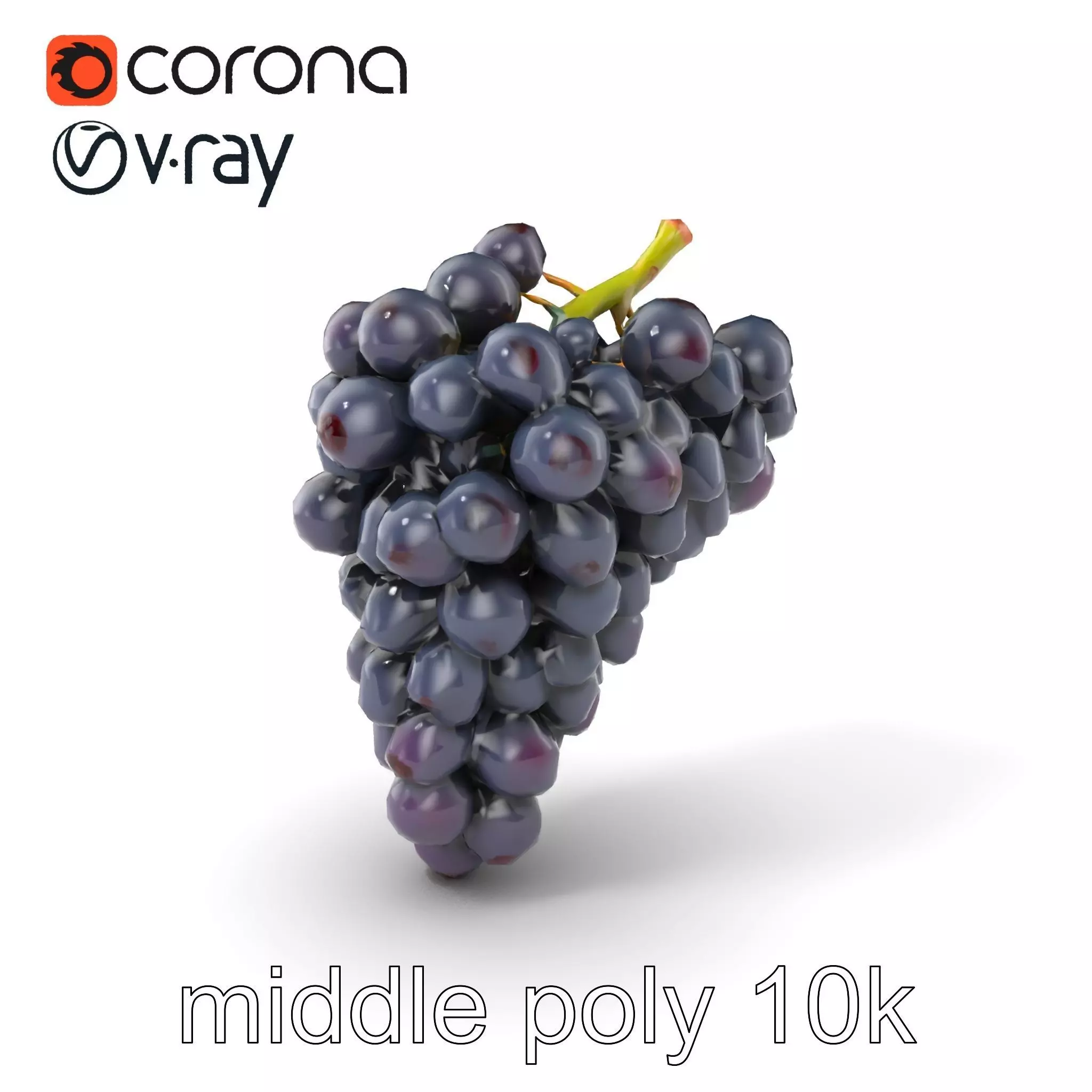Elegant Black Grape Bunch model pack Low-poly 3D model_0