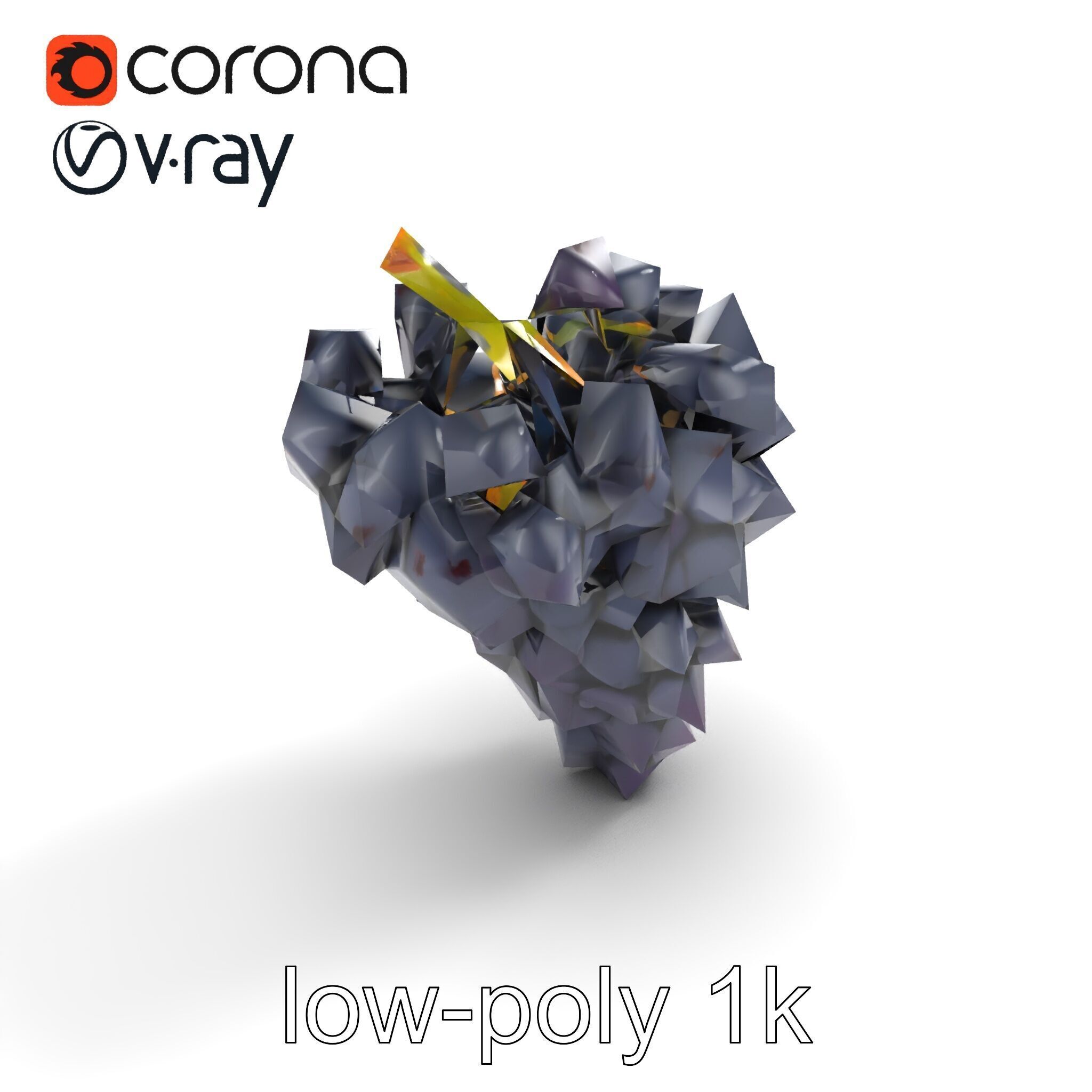 Elegant Black Grape Bunch model pack Low-poly 3D model_9