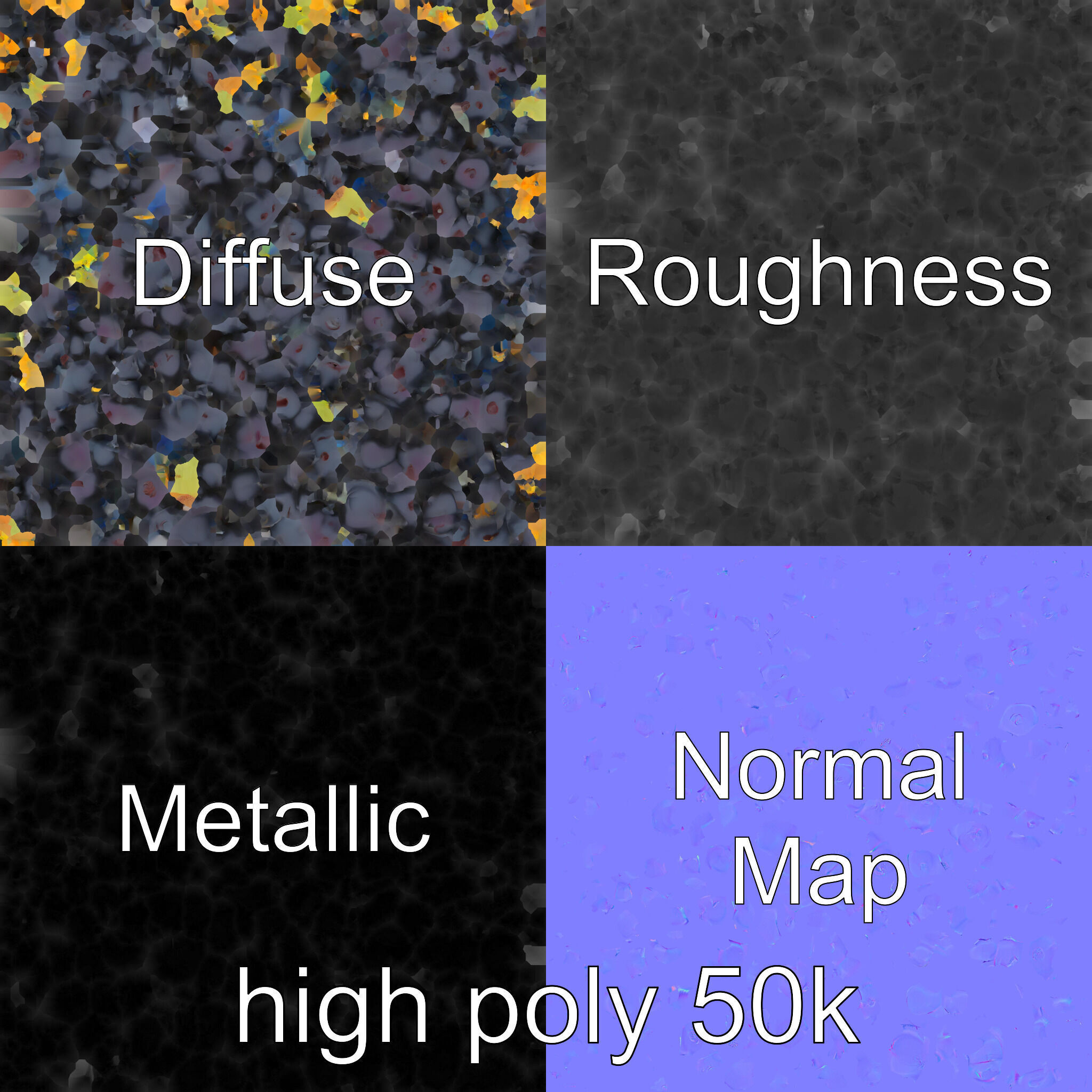 Elegant Black Grape Bunch model pack Low-poly 3D model_3