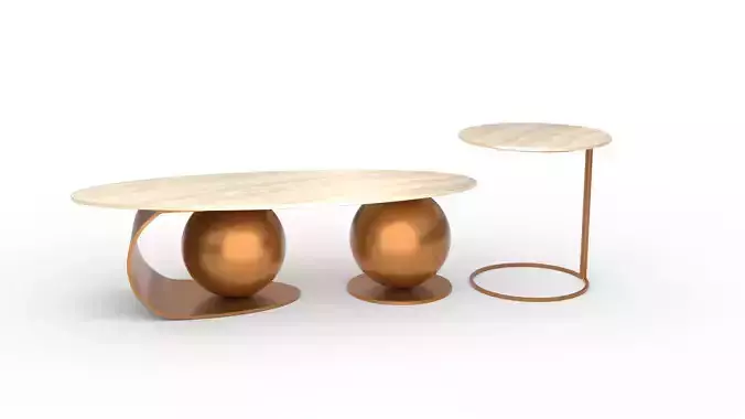 Luxury Coffee Table Set  Low-poly 3D model