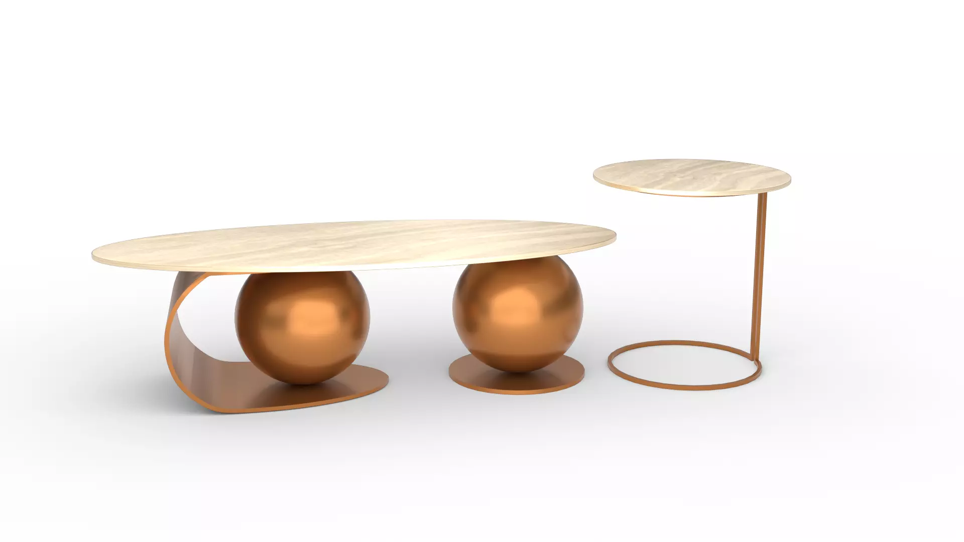 Luxury Coffee Table Set Low-poly 3D model_0