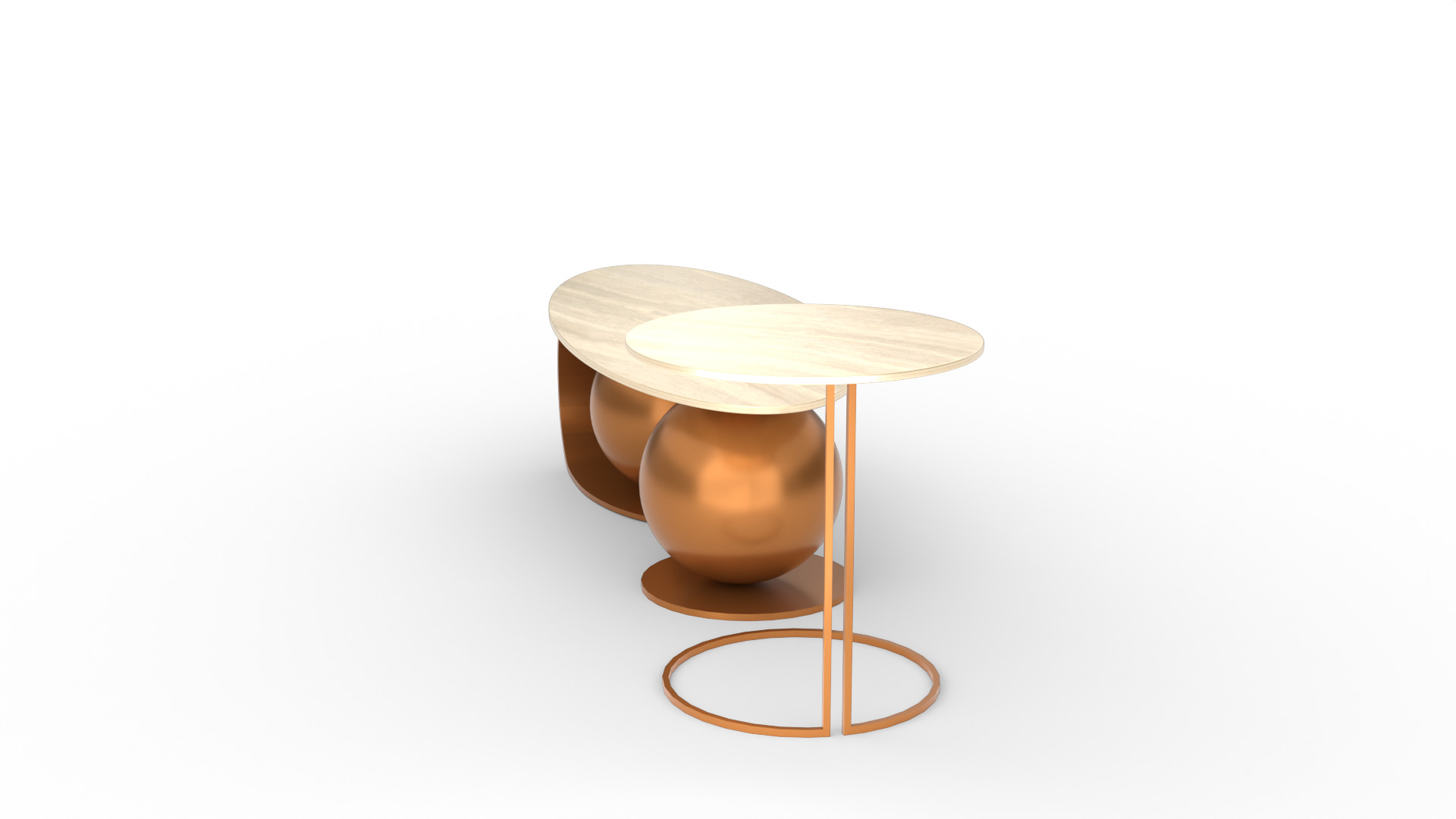 Luxury Coffee Table Set Low-poly 3D model_8