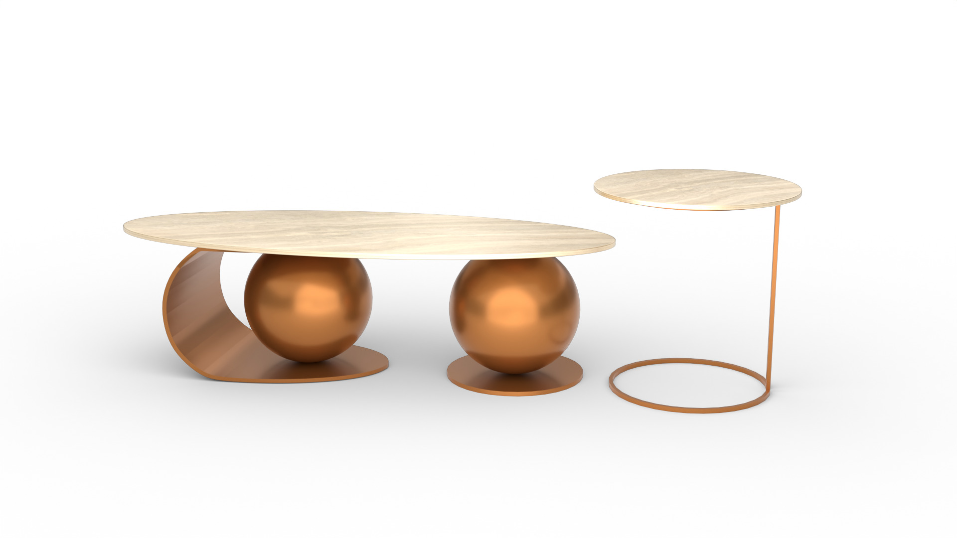 Luxury Coffee Table Set Low-poly 3D model_10