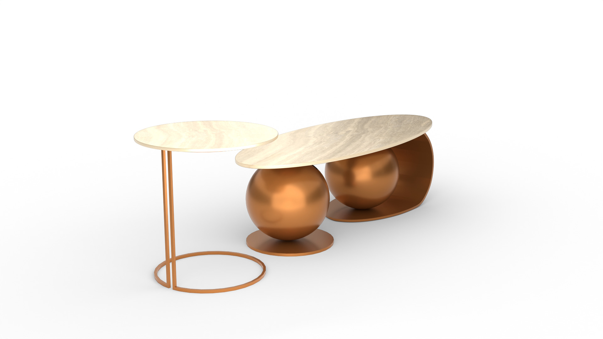 Luxury Coffee Table Set Low-poly 3D model_7