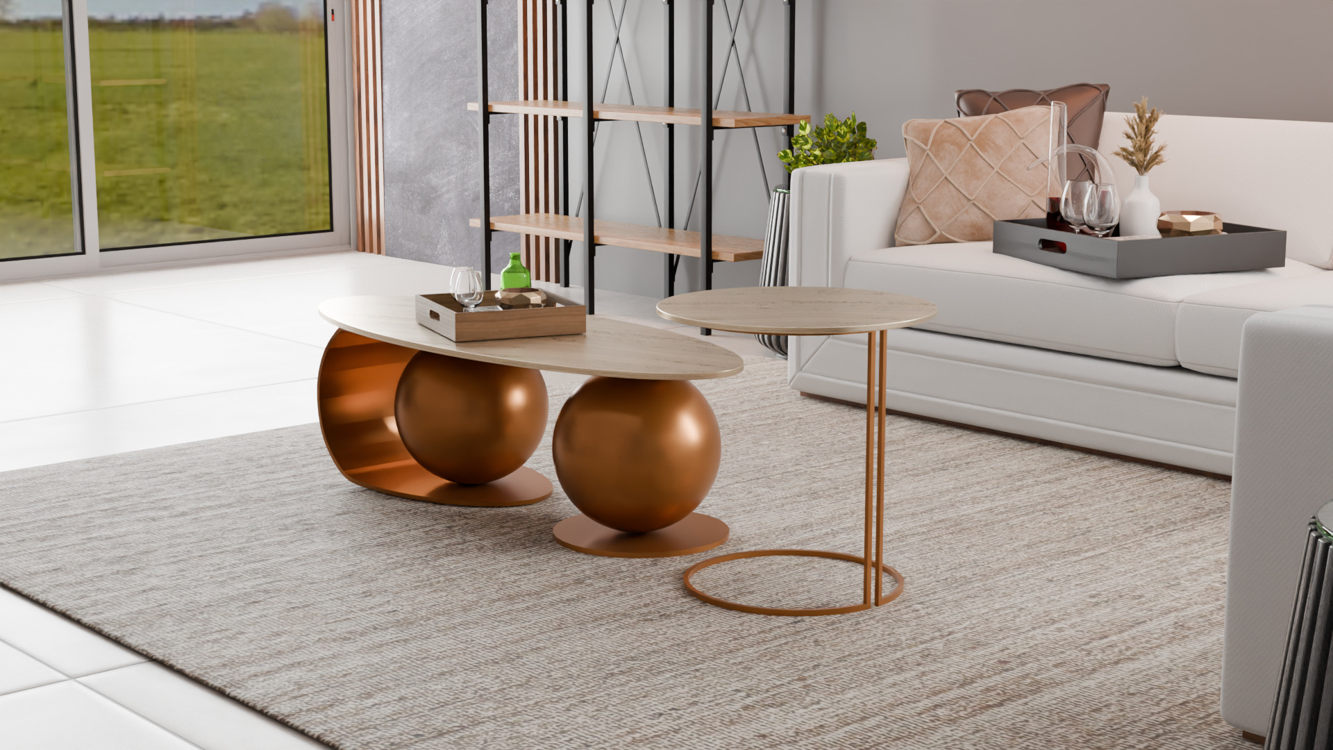 Luxury Coffee Table Set Low-poly 3D model_3