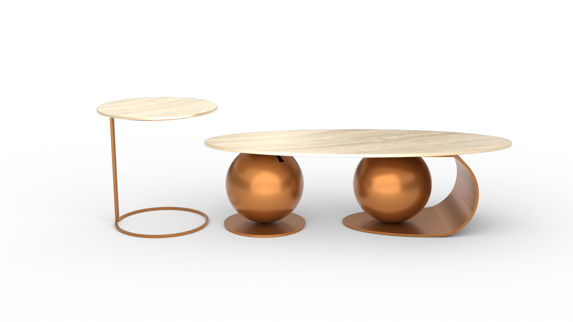 Luxury Coffee Table Set Low-poly 3D model_6