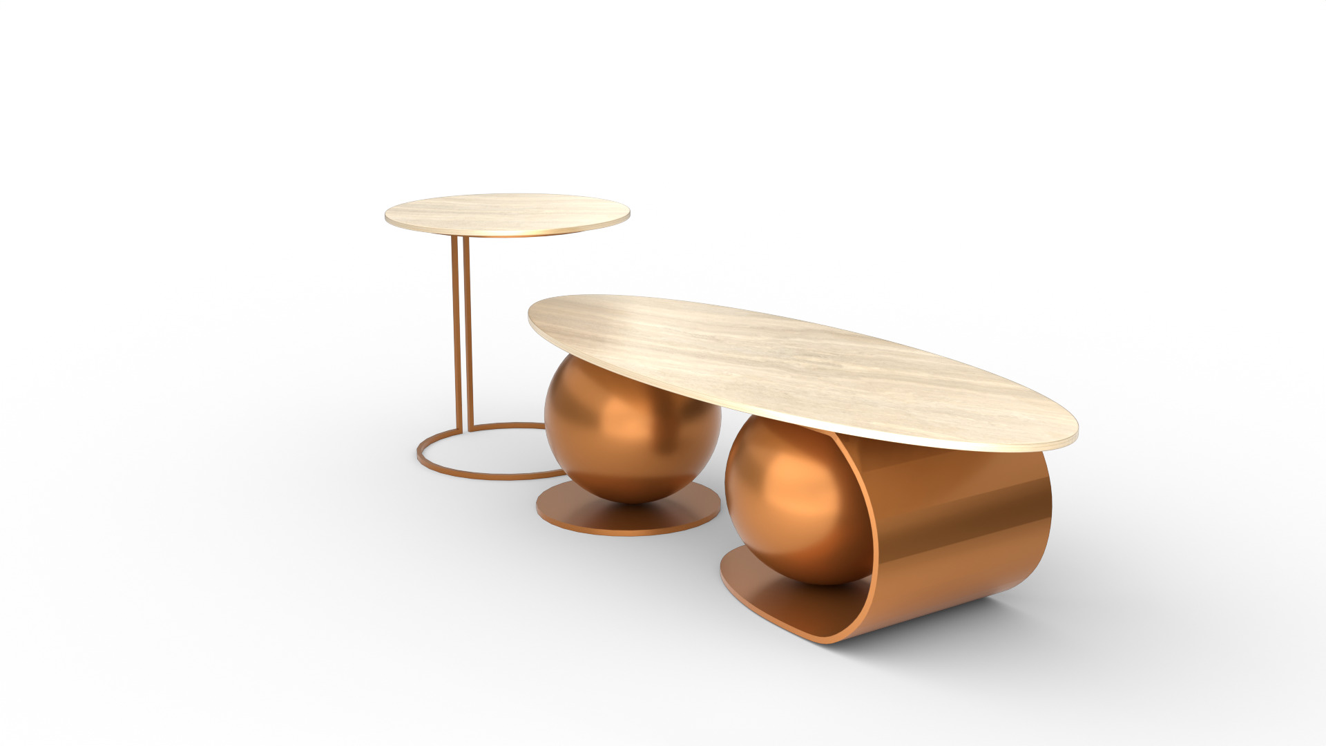 Luxury Coffee Table Set Low-poly 3D model_5