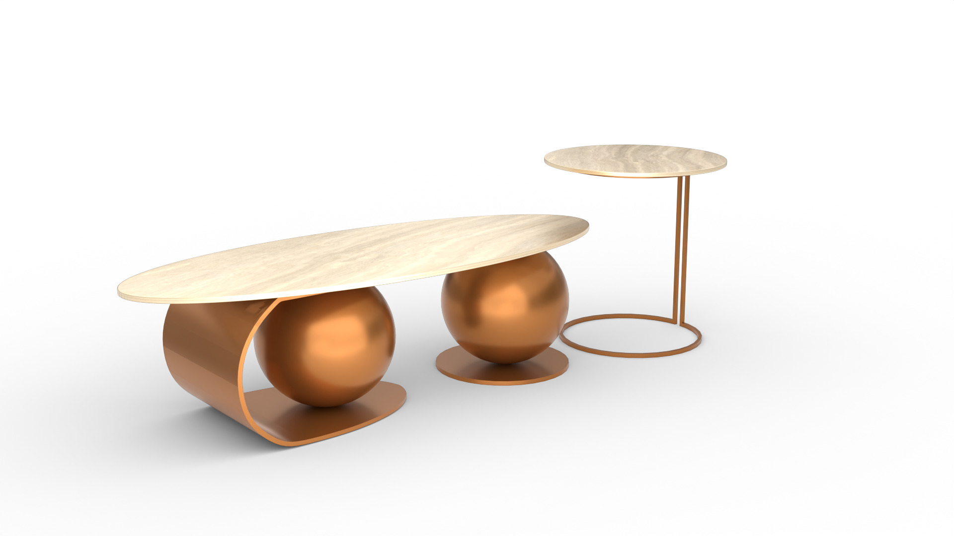 Luxury Coffee Table Set Low-poly 3D model_2
