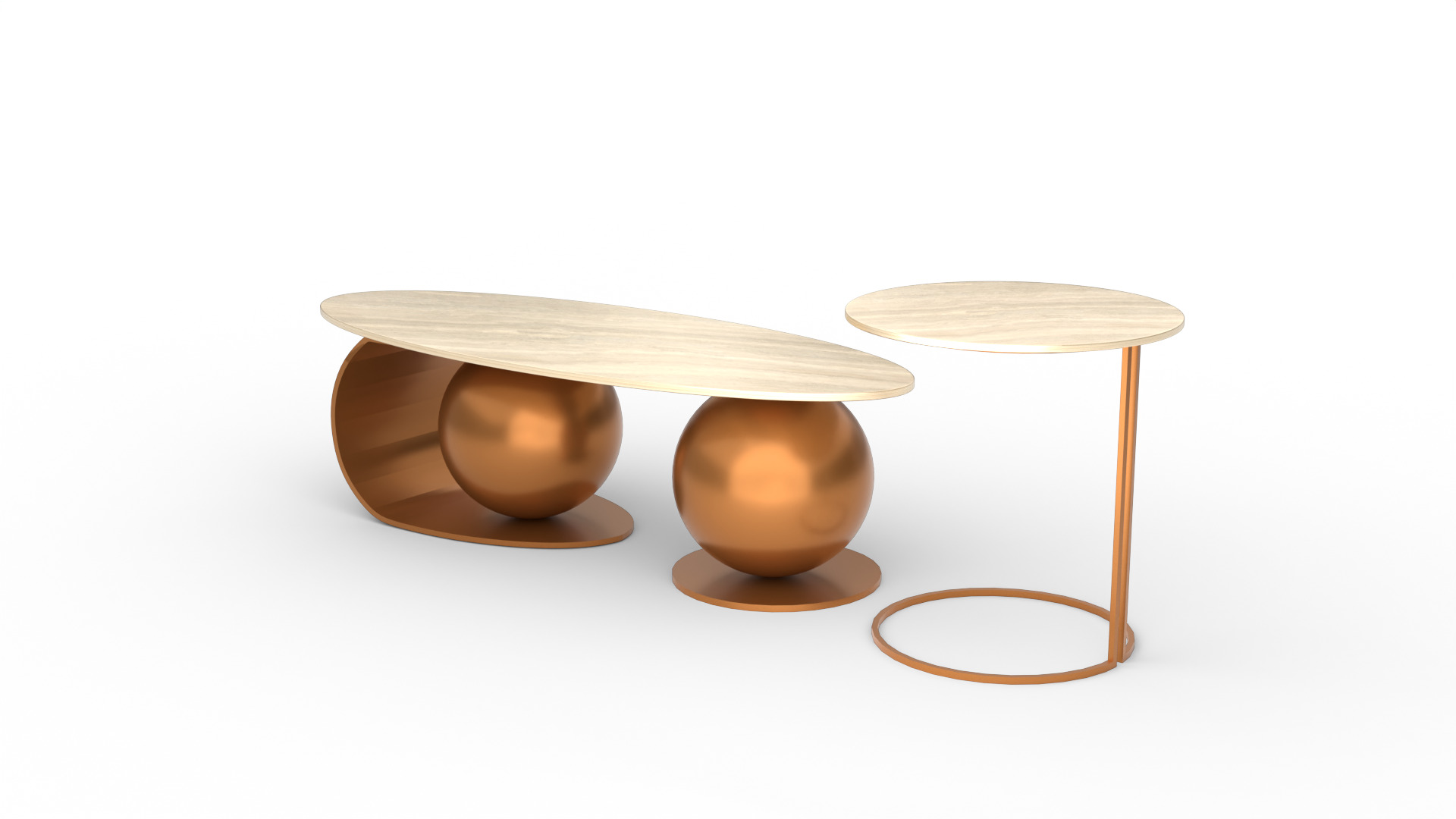 Luxury Coffee Table Set Low-poly 3D model_9