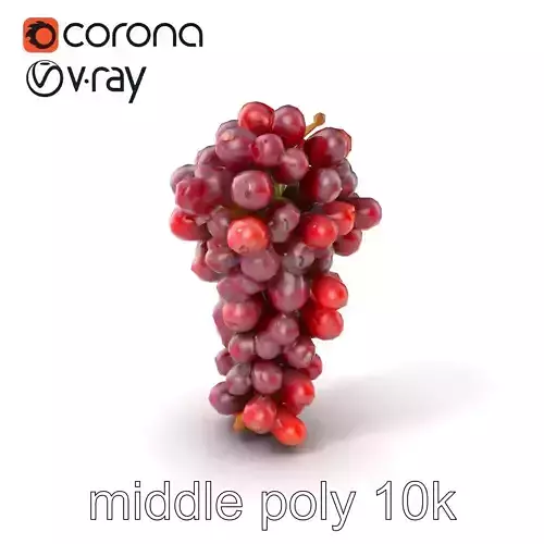 Realistic Red Grape Bunch 3D model pack