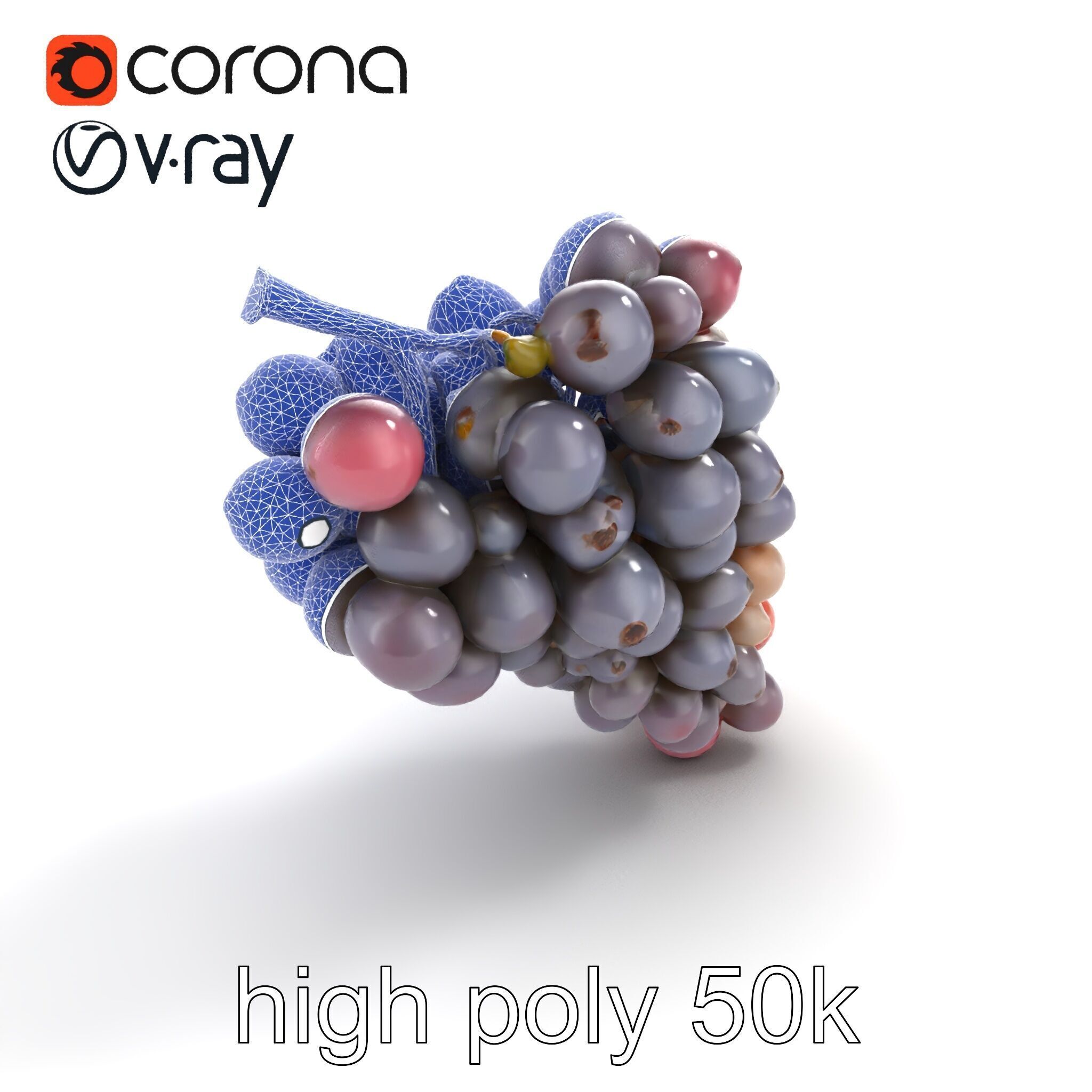 Vineyard Grape Bunch Model Pack with Rustic Appeal Low-poly 3D model_29