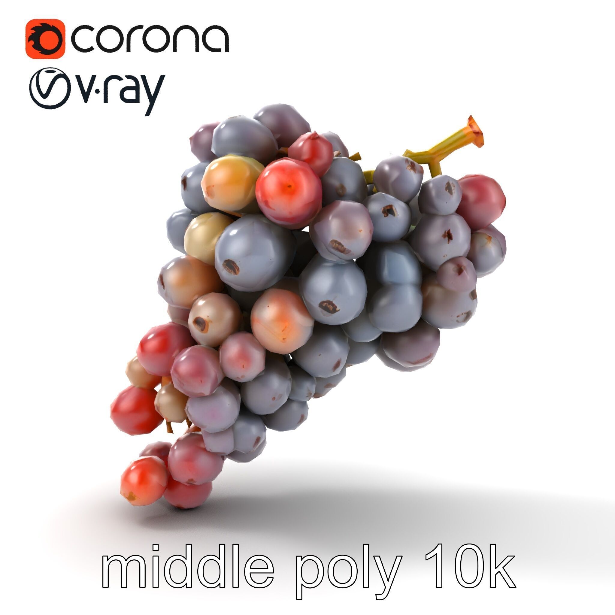 Vineyard Grape Bunch Model Pack with Rustic Appeal Low-poly 3D model_21