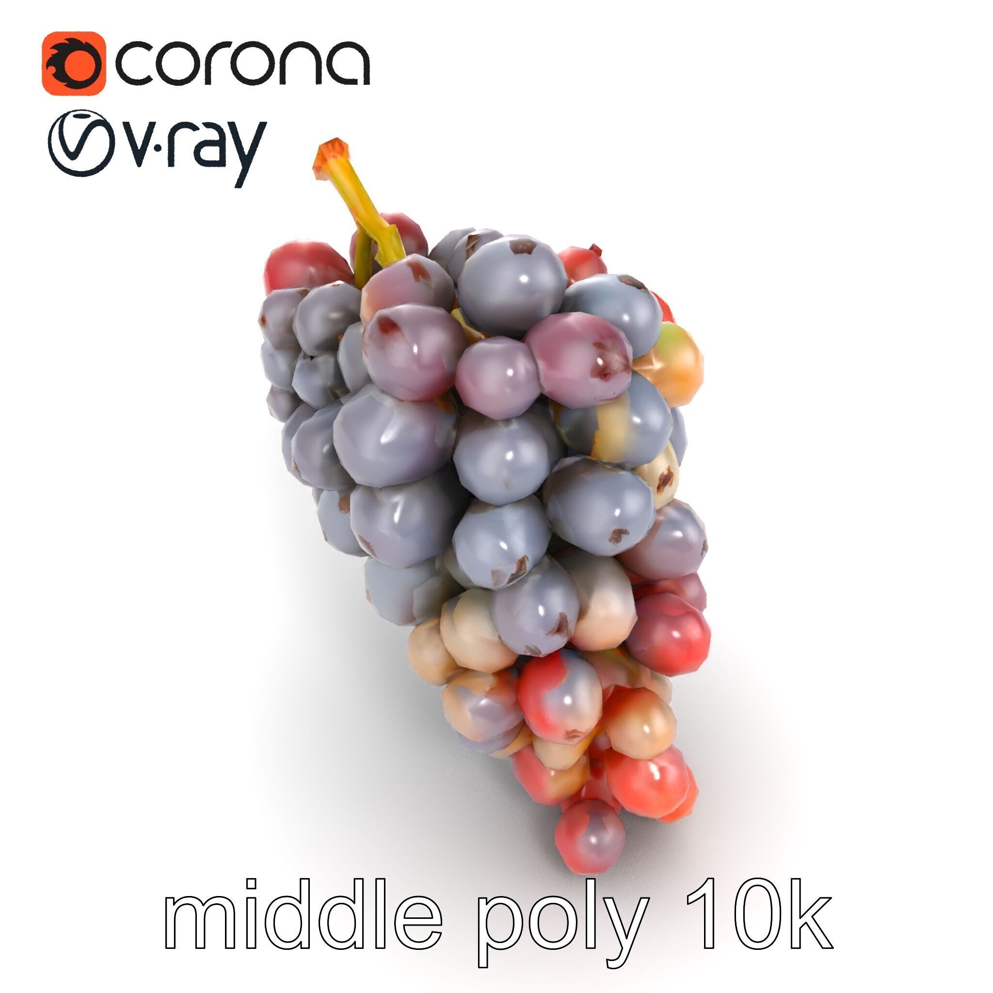 Vineyard Grape Bunch Model Pack with Rustic Appeal Low-poly 3D model_16
