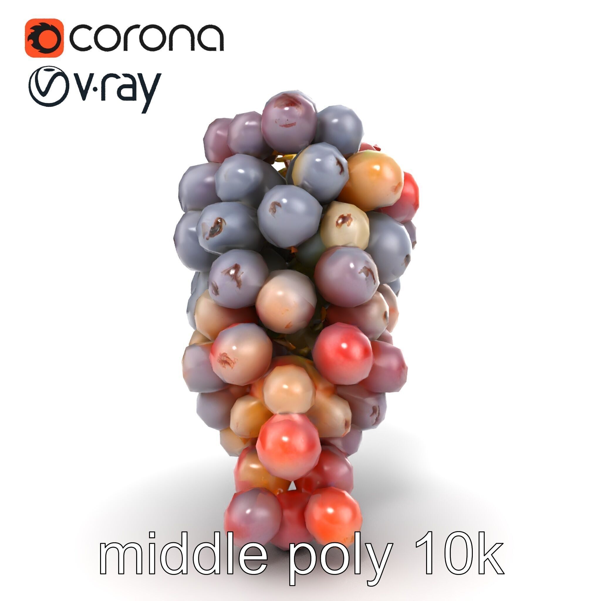 Vineyard Grape Bunch Model Pack with Rustic Appeal Low-poly 3D model_18