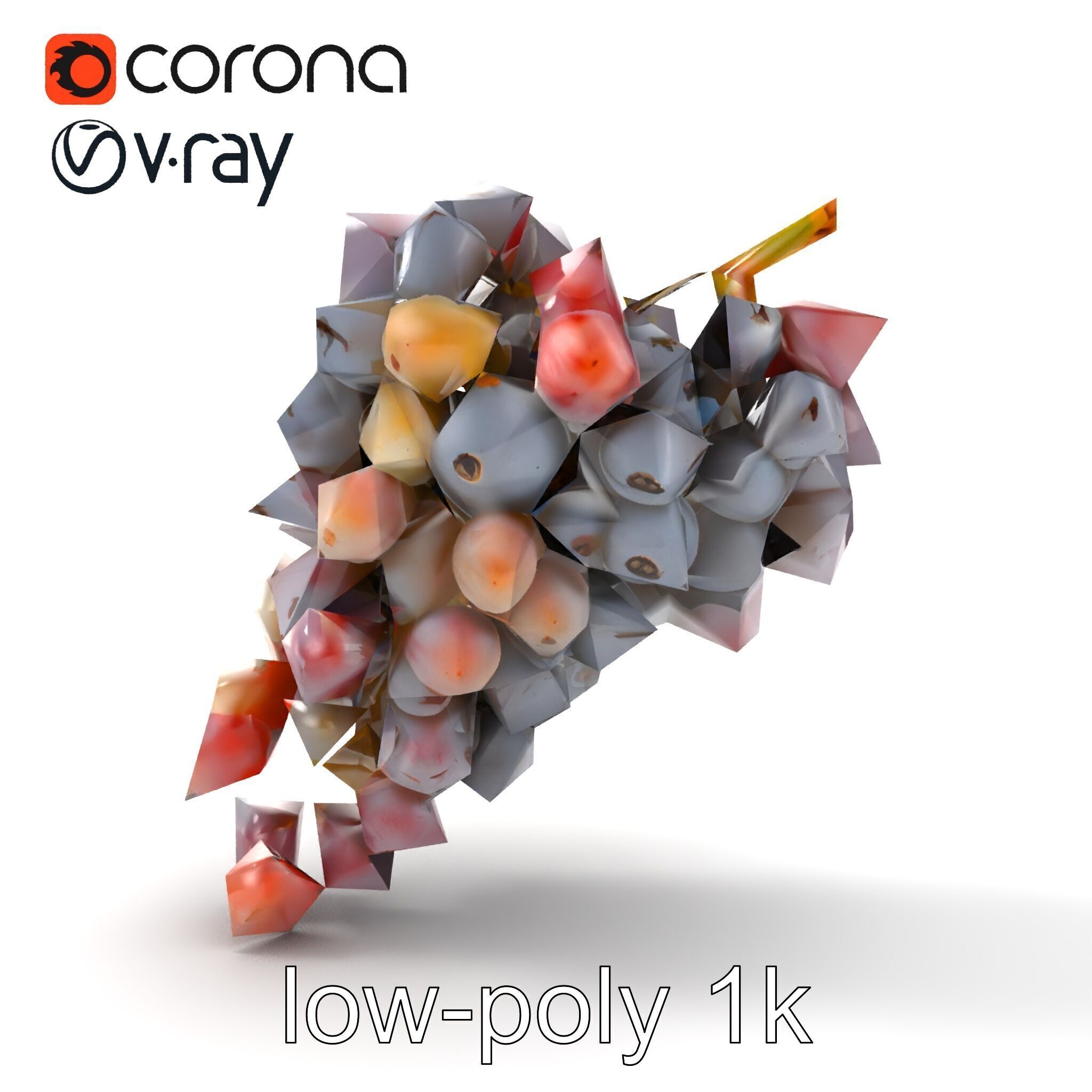 Vineyard Grape Bunch Model Pack with Rustic Appeal Low-poly 3D model_22