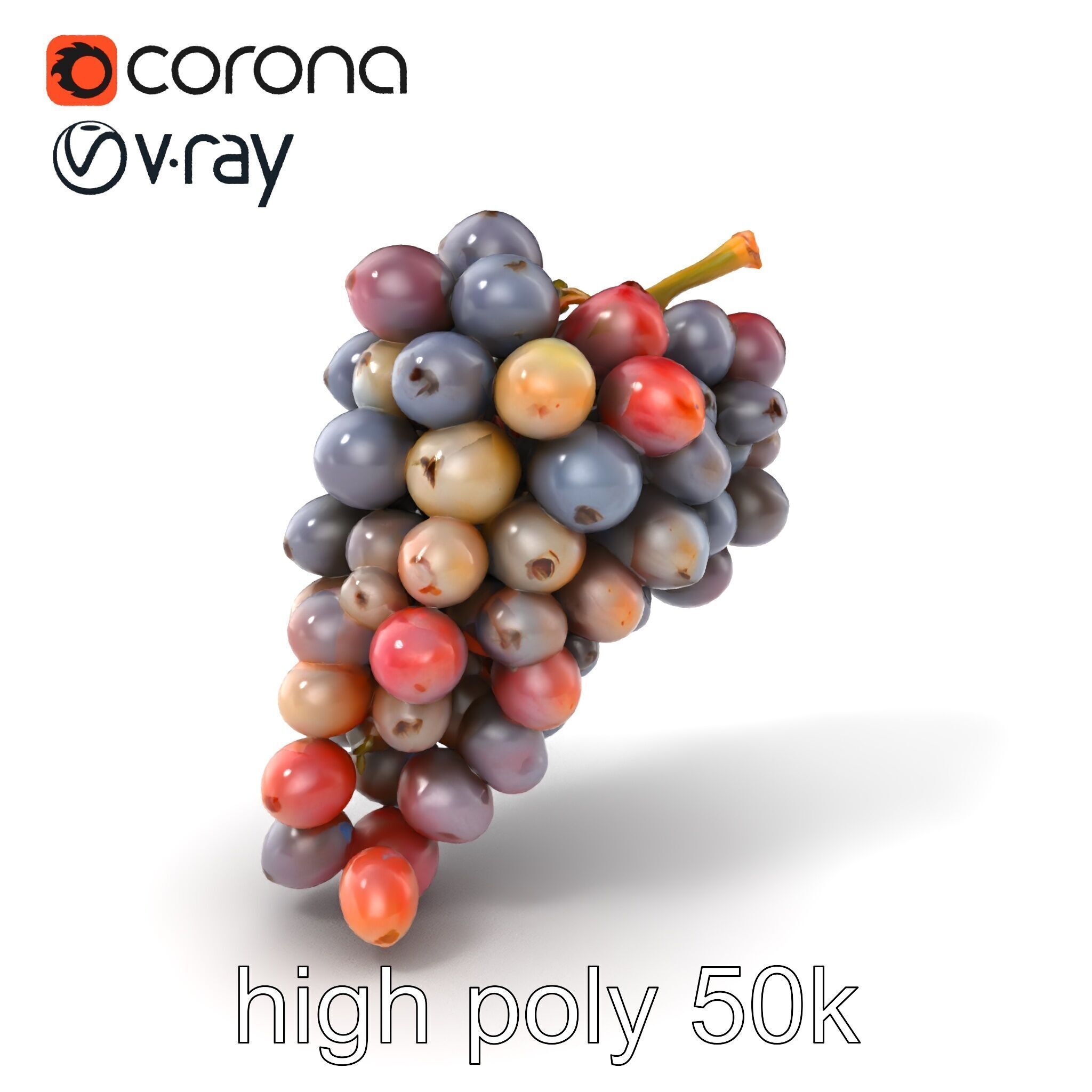 Vineyard Grape Bunch Model Pack with Rustic Appeal Low-poly 3D model_2