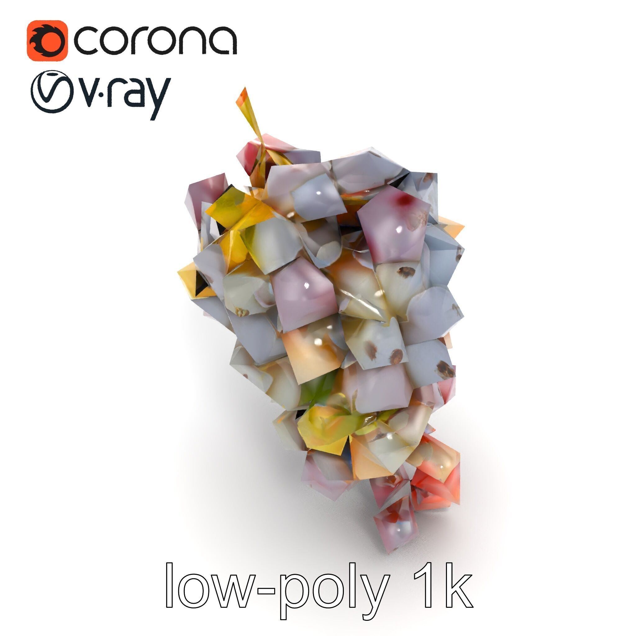 Vineyard Grape Bunch Model Pack with Rustic Appeal Low-poly 3D model_15