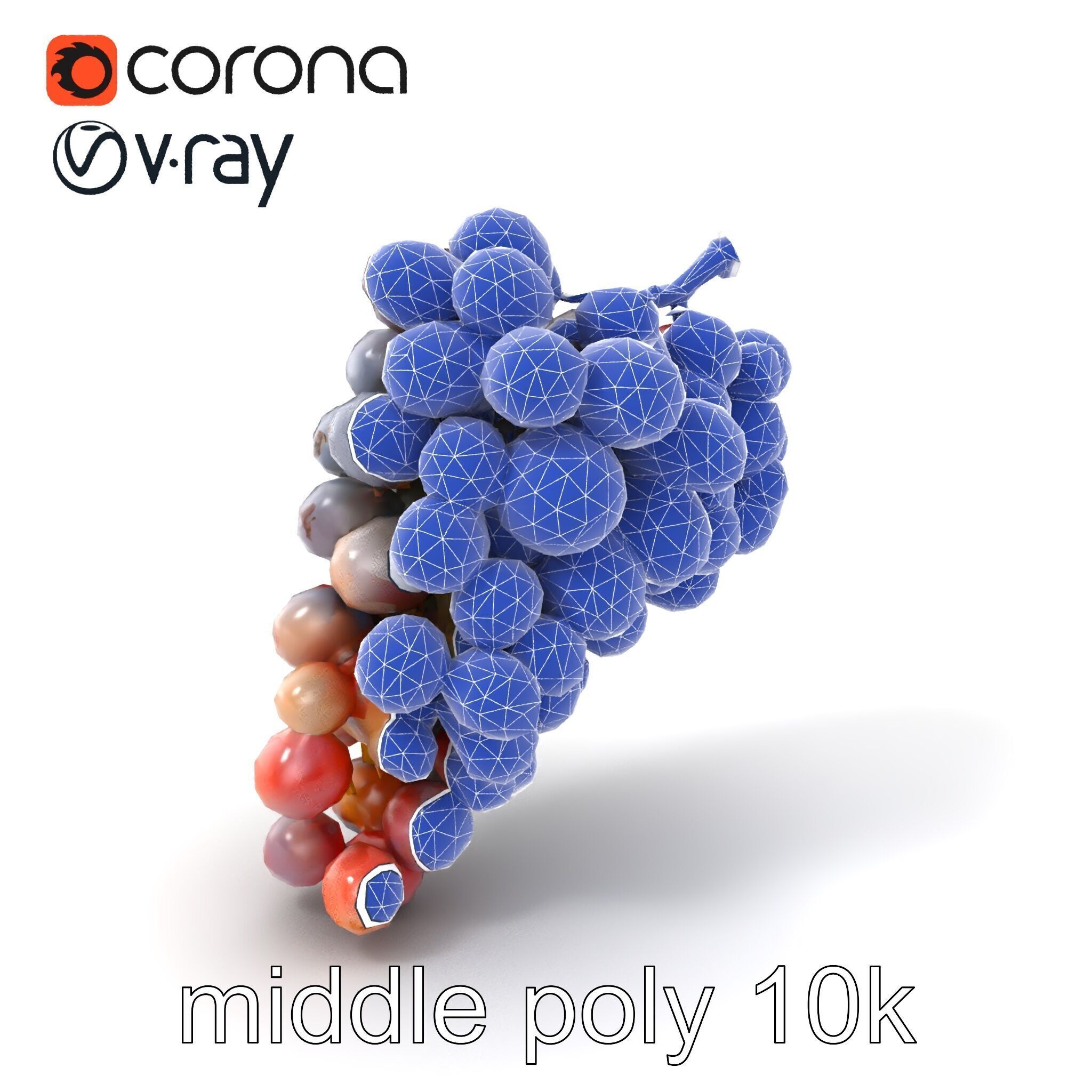 Vineyard Grape Bunch Model Pack with Rustic Appeal Low-poly 3D model_5