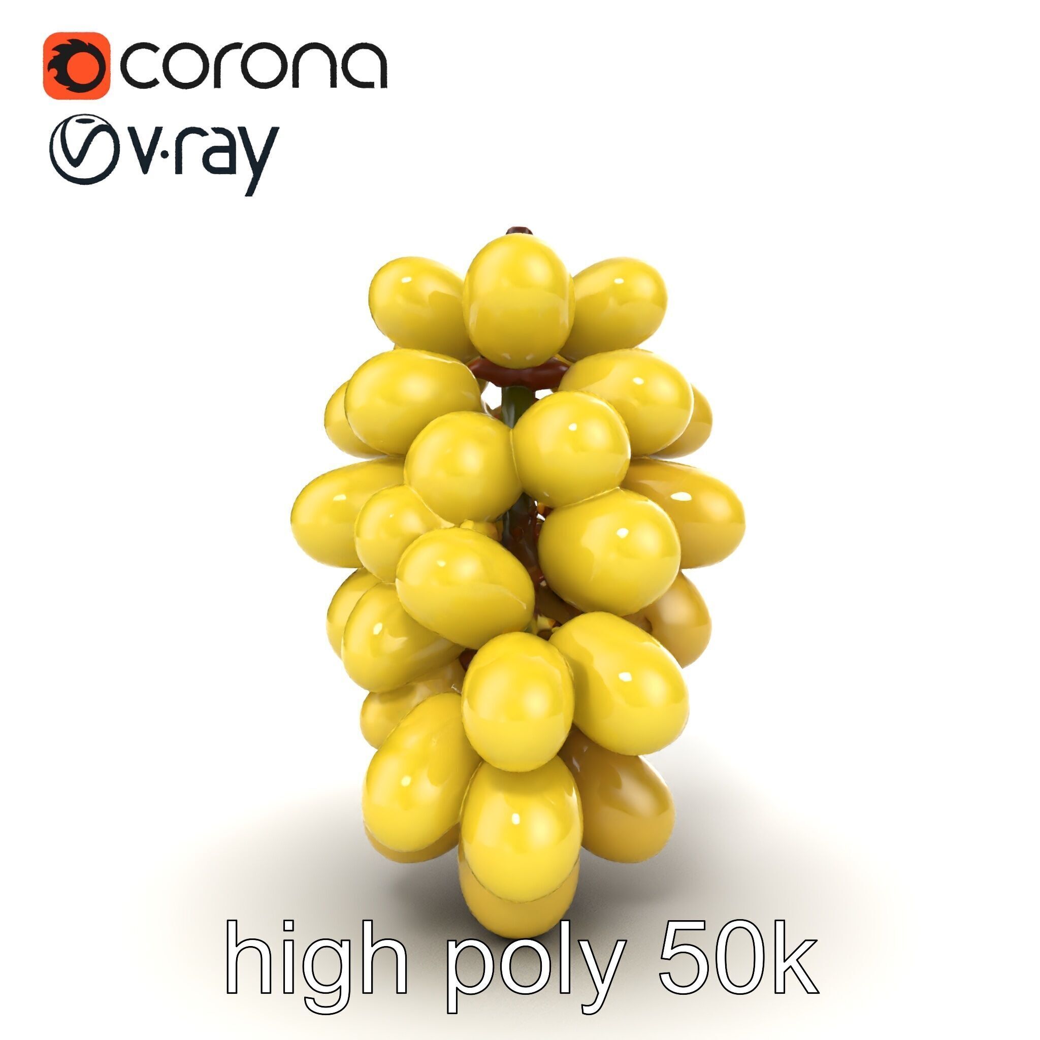 Frosted Grape Bunch Realistic Model Pack Low-poly 3D model_15