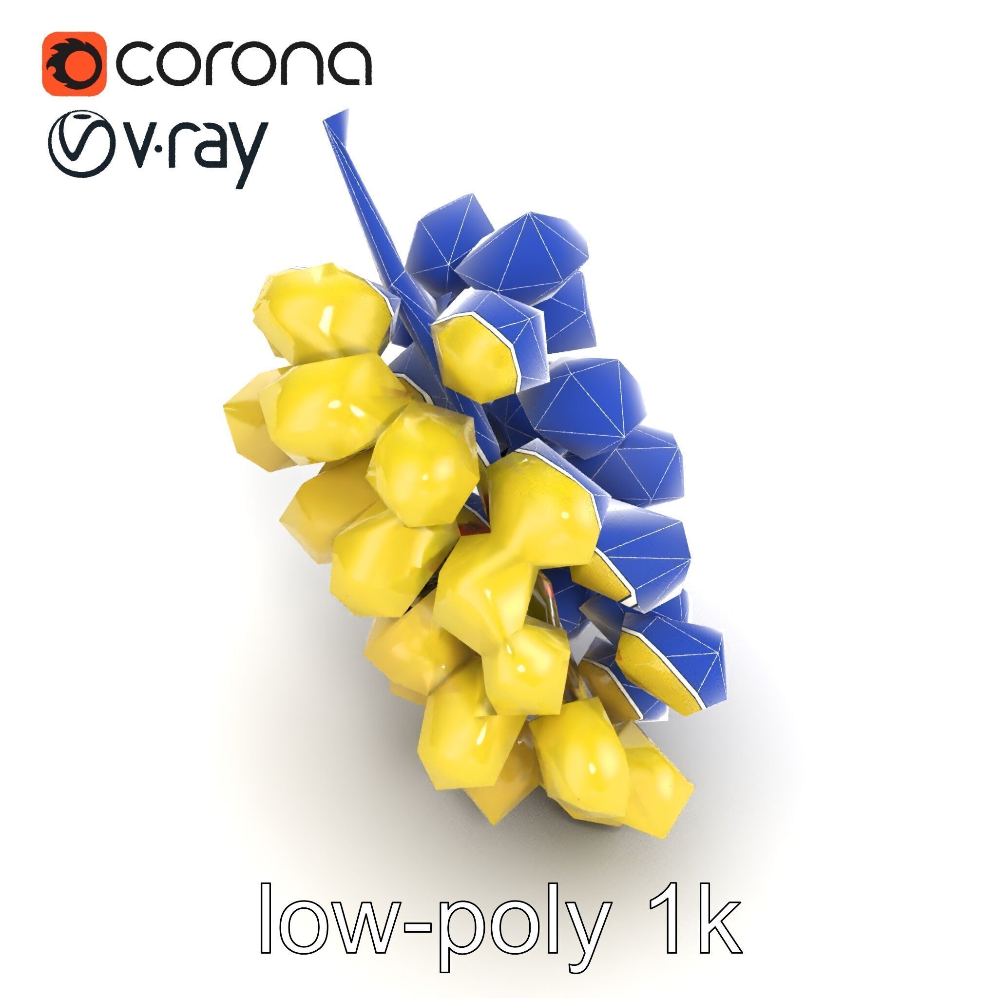 Frosted Grape Bunch Realistic Model Pack Low-poly 3D model_11