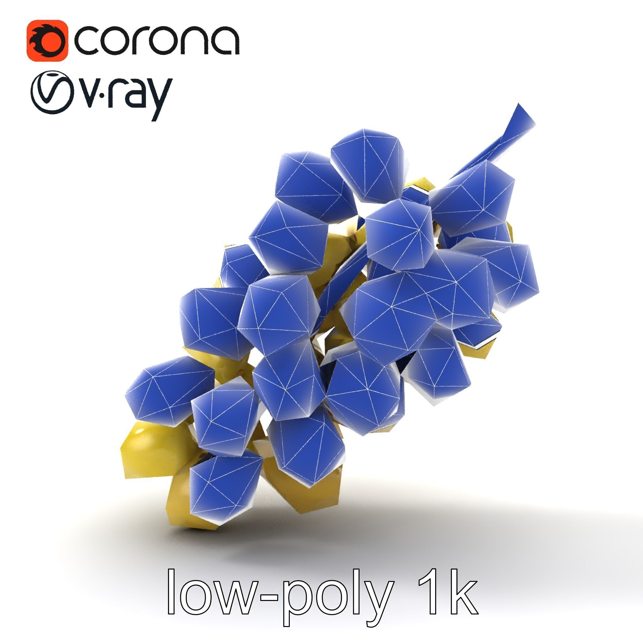 Frosted Grape Bunch Realistic Model Pack Low-poly 3D model_27