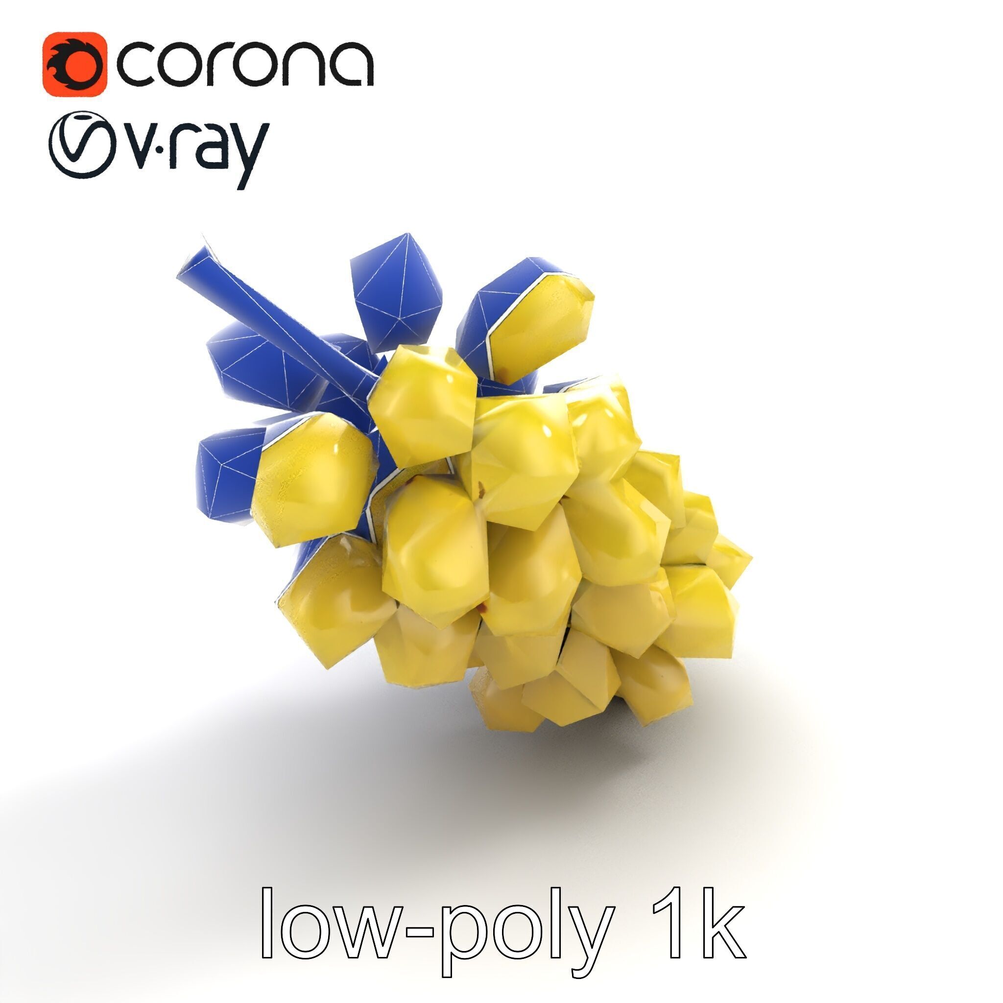 Frosted Grape Bunch Realistic Model Pack Low-poly 3D model_17