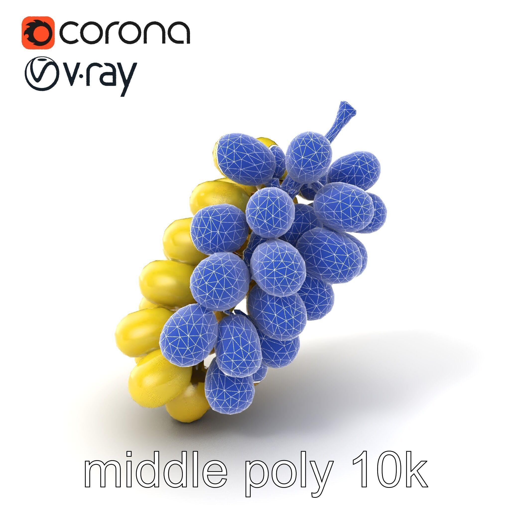Frosted Grape Bunch Realistic Model Pack Low-poly 3D model_6