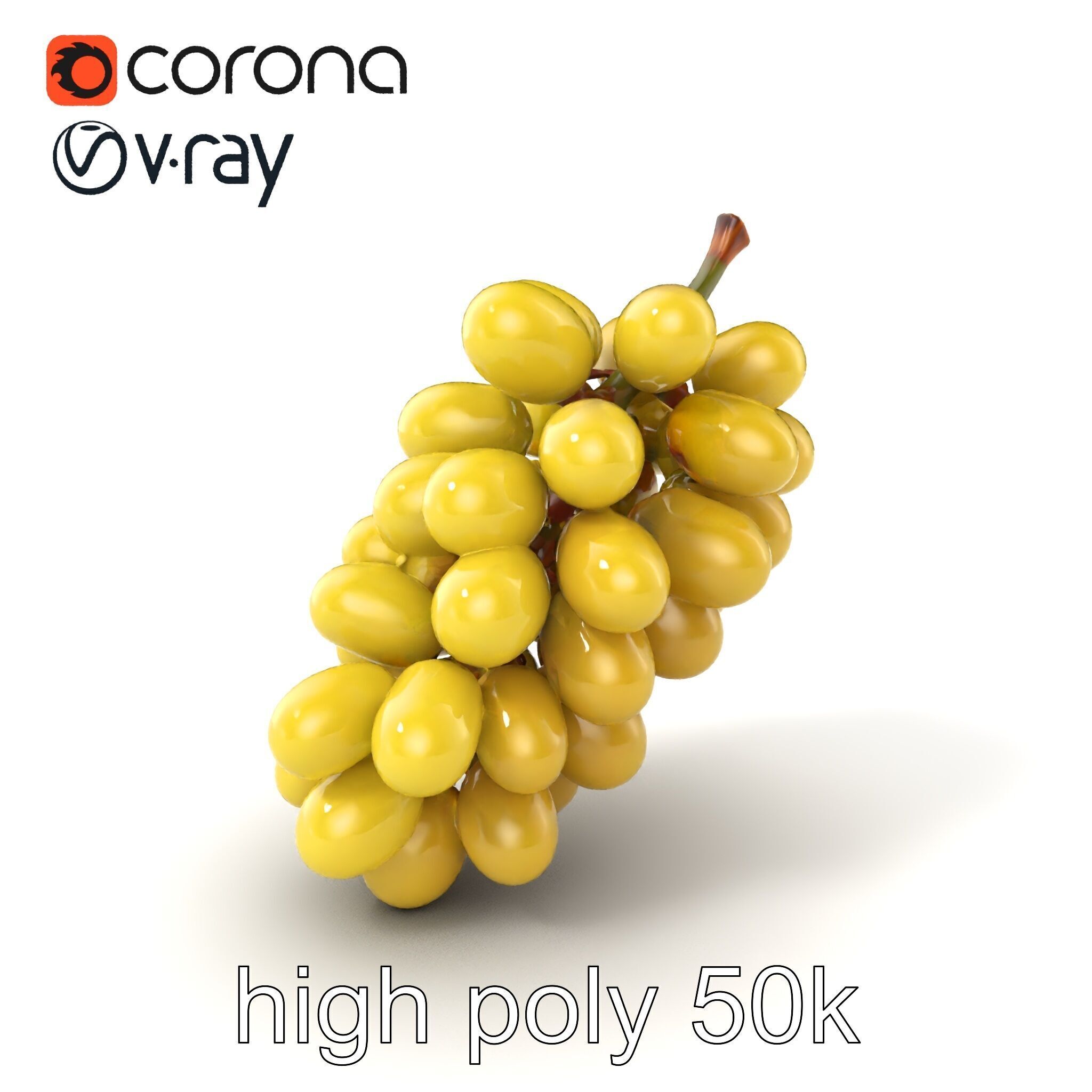 Frosted Grape Bunch Realistic Model Pack Low-poly 3D model_2