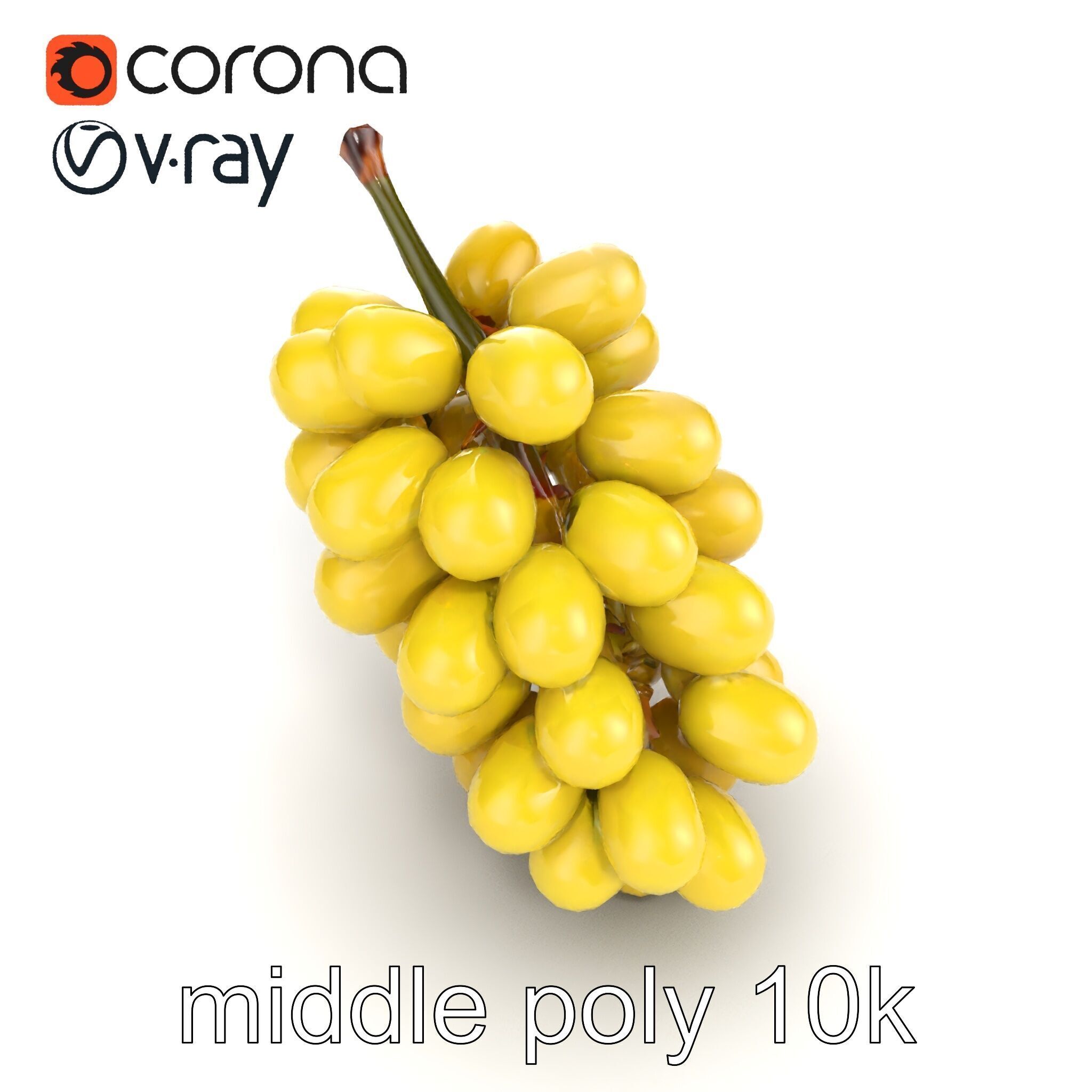 Frosted Grape Bunch Realistic Model Pack Low-poly 3D model_13