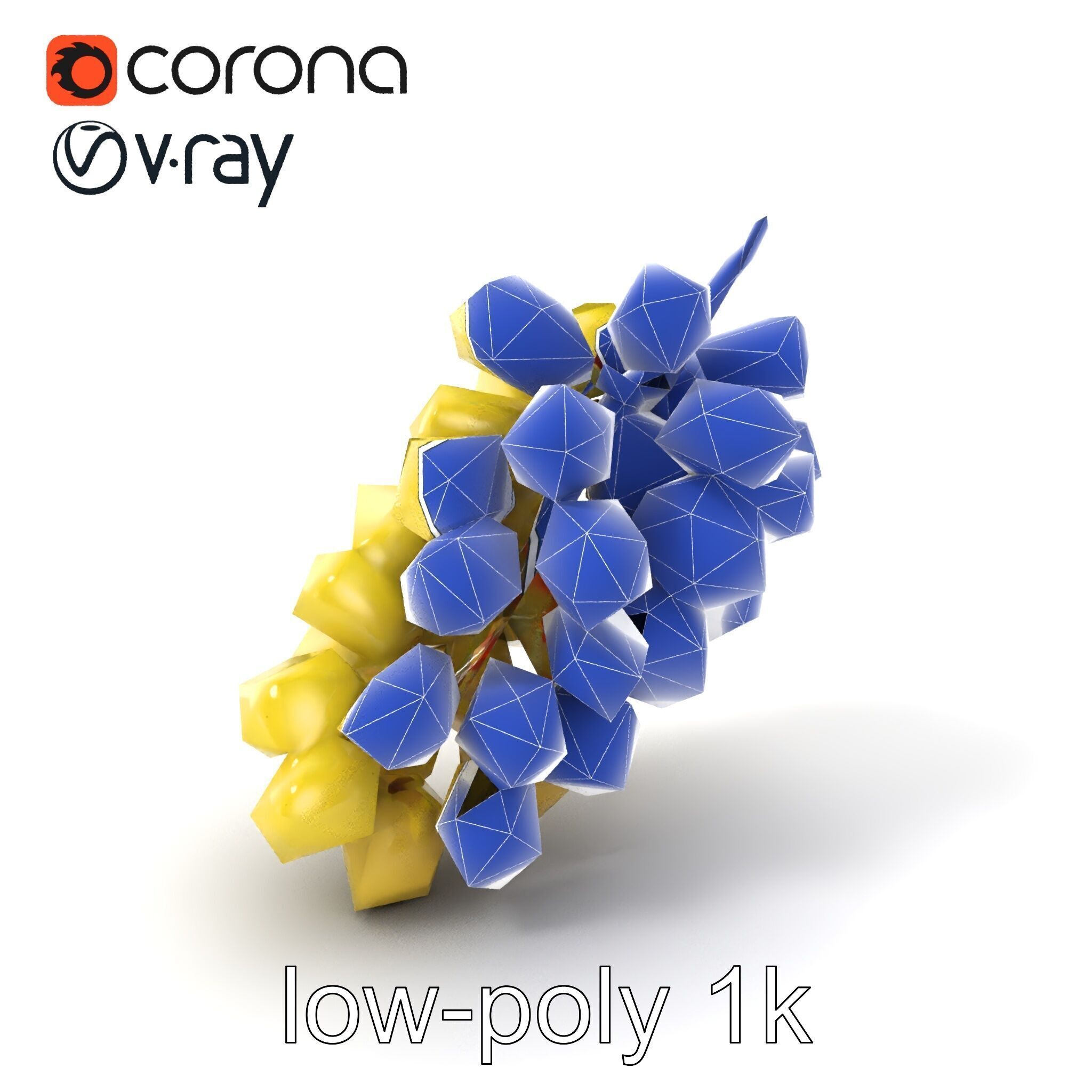 Frosted Grape Bunch Realistic Model Pack Low-poly 3D model_7