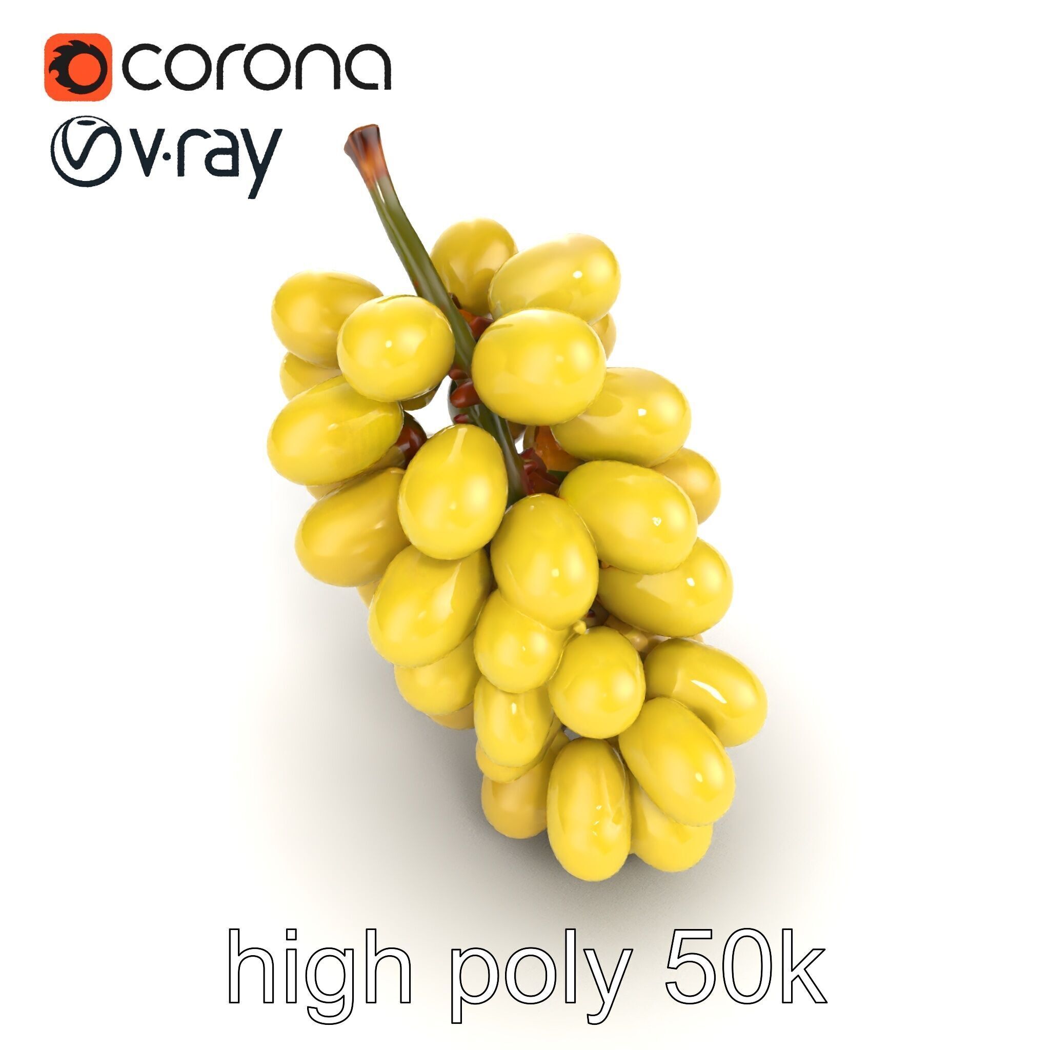Frosted Grape Bunch Realistic Model Pack Low-poly 3D model_16