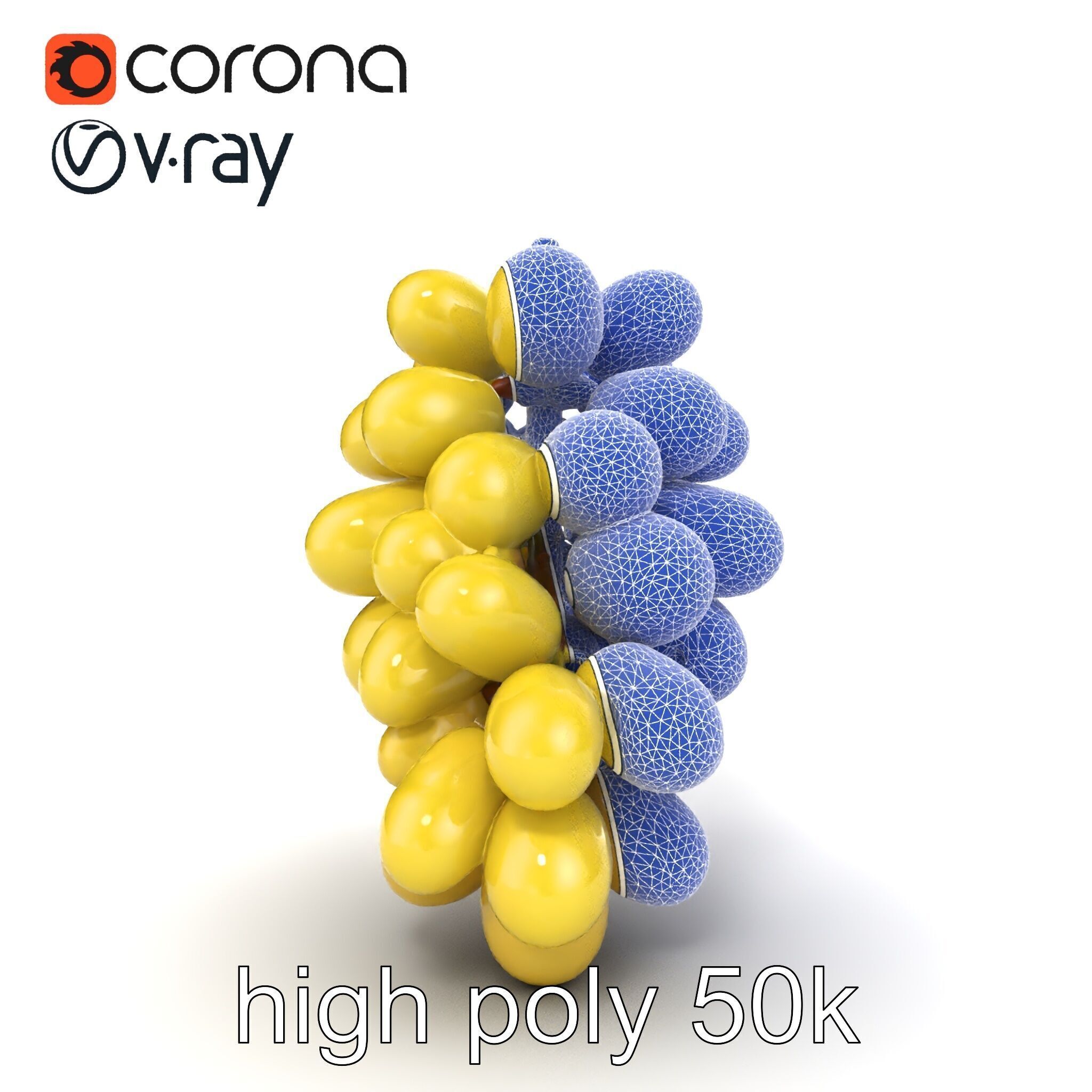 Frosted Grape Bunch Realistic Model Pack Low-poly 3D model_31
