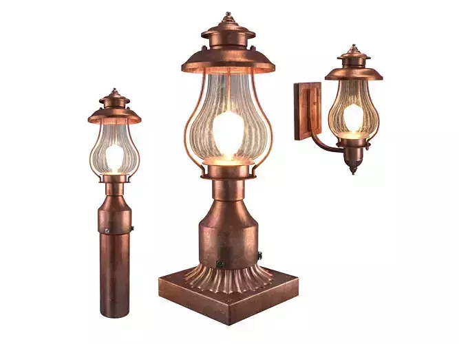 Rustic Exterior Wall Lantern Bronze Outdoor Post Light