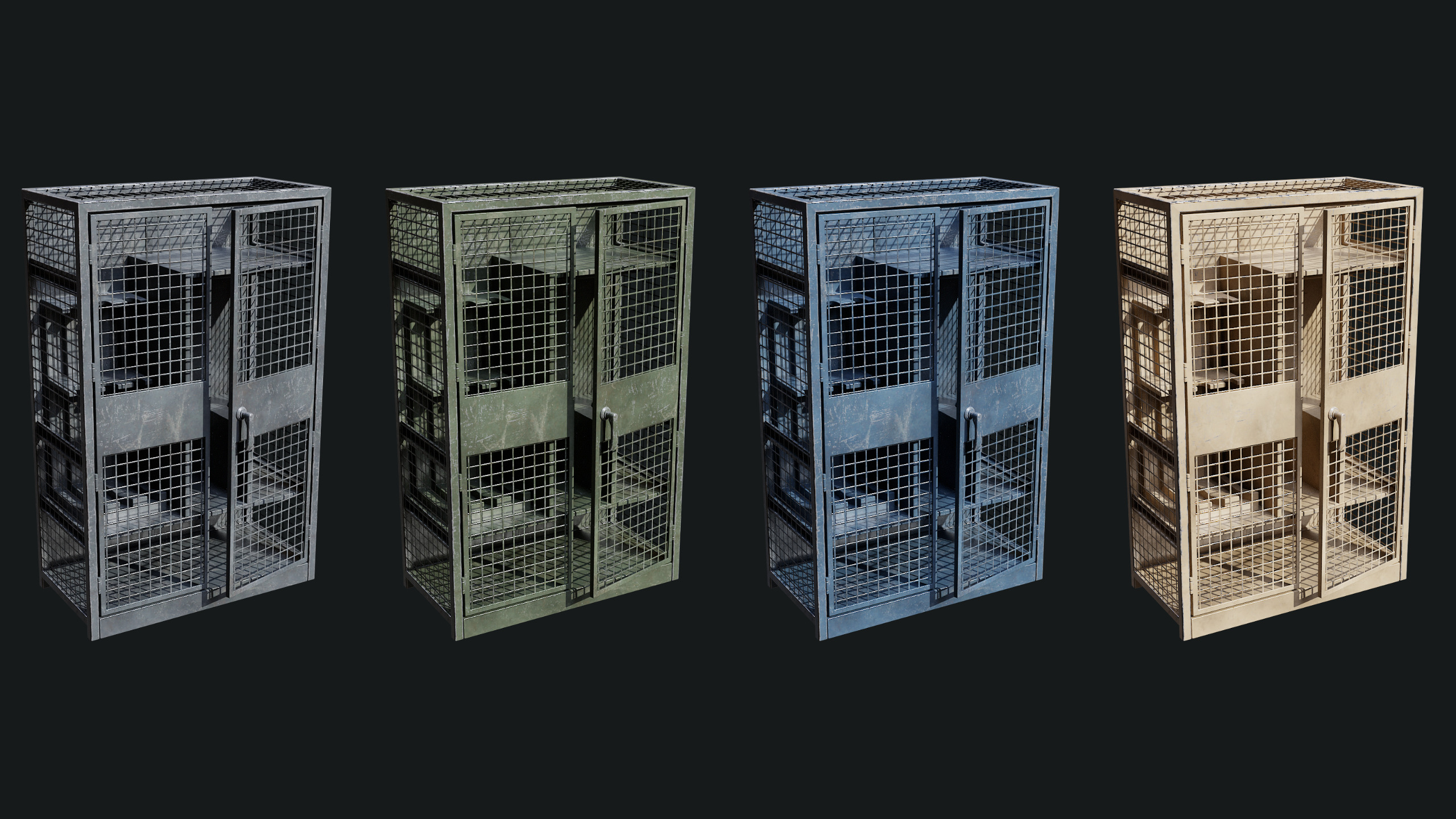 Medium Military Storage Locker - Game Ready PBR Low-poly 3D model_5