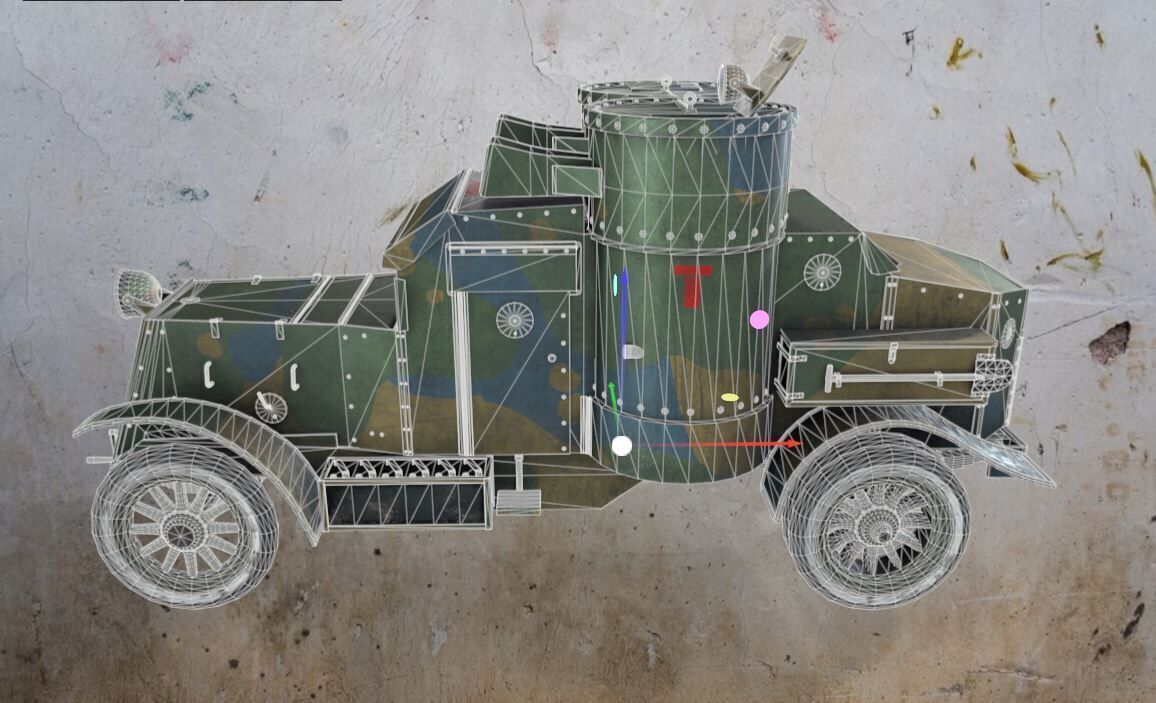 WWI armored car - Austin - 3rd Series 1918 Low-poly 3D model_7