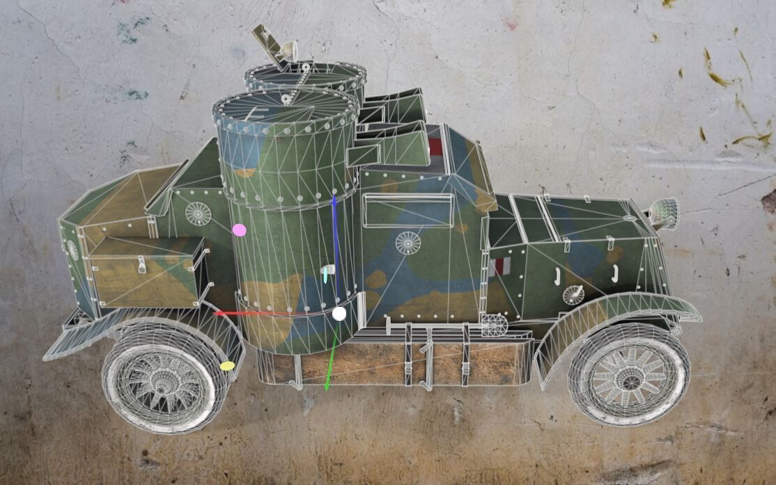 WWI armored car - Austin - 3rd Series 1918 Low-poly 3D model_8