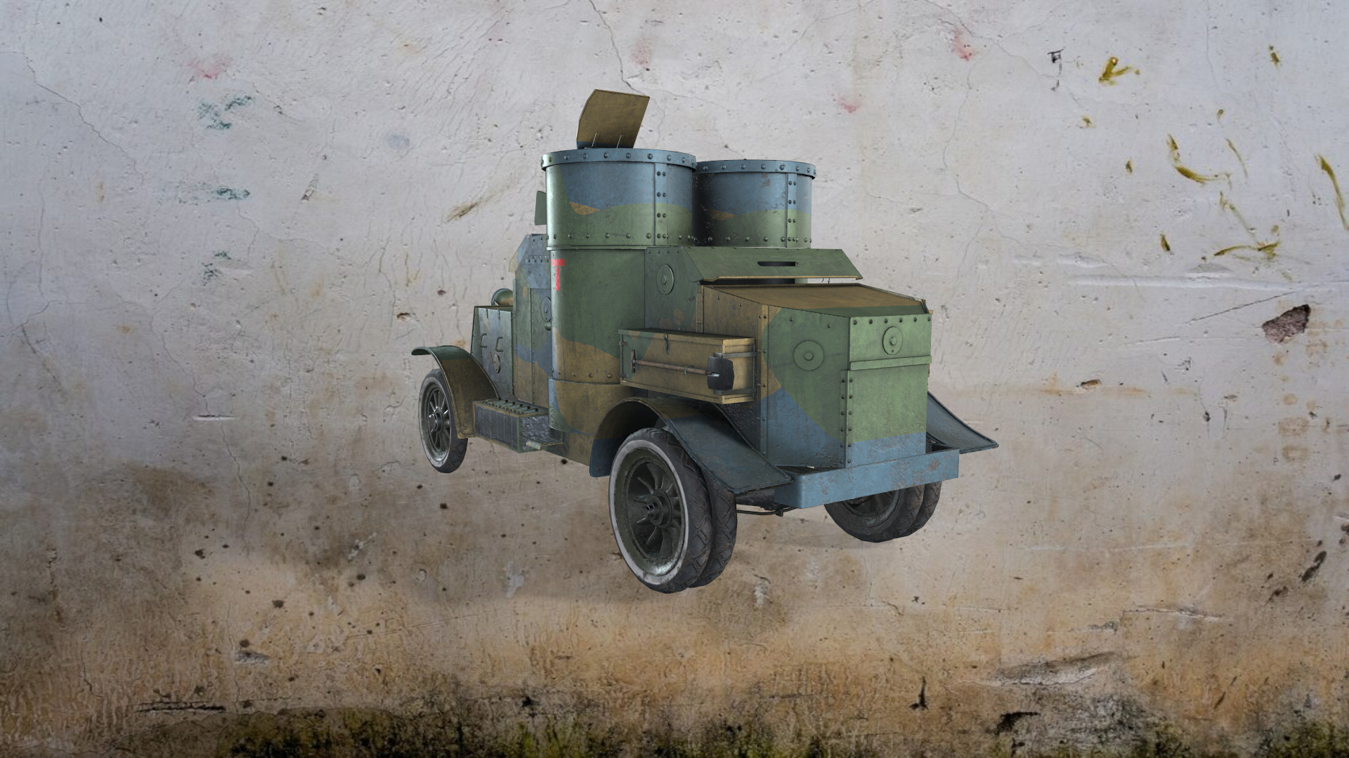 WWI armored car - Austin - 3rd Series 1918 Low-poly 3D model_4