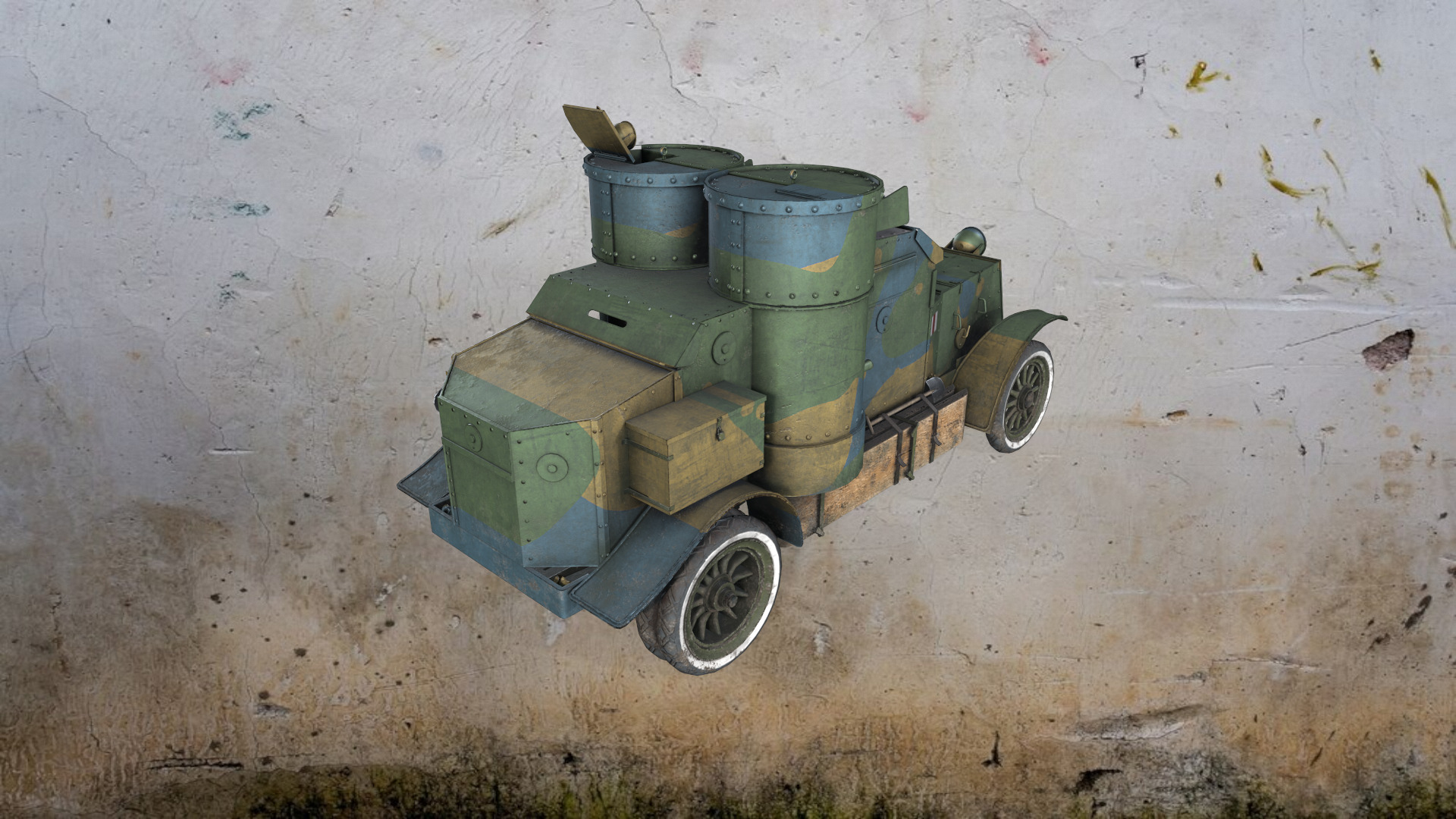WWI armored car - Austin - 3rd Series 1918 Low-poly 3D model_5
