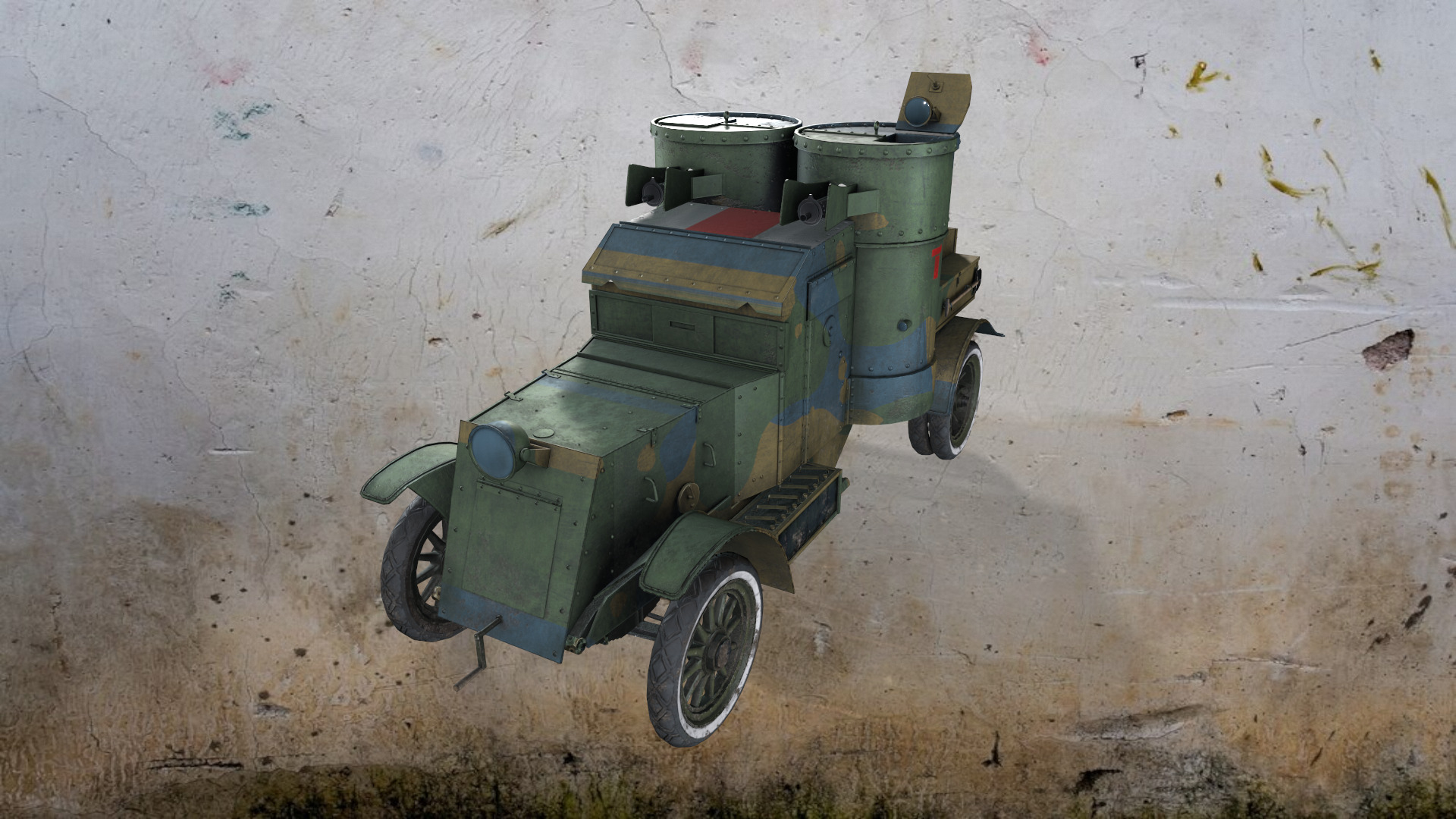 WWI armored car - Austin - 3rd Series 1918 Low-poly 3D model_3