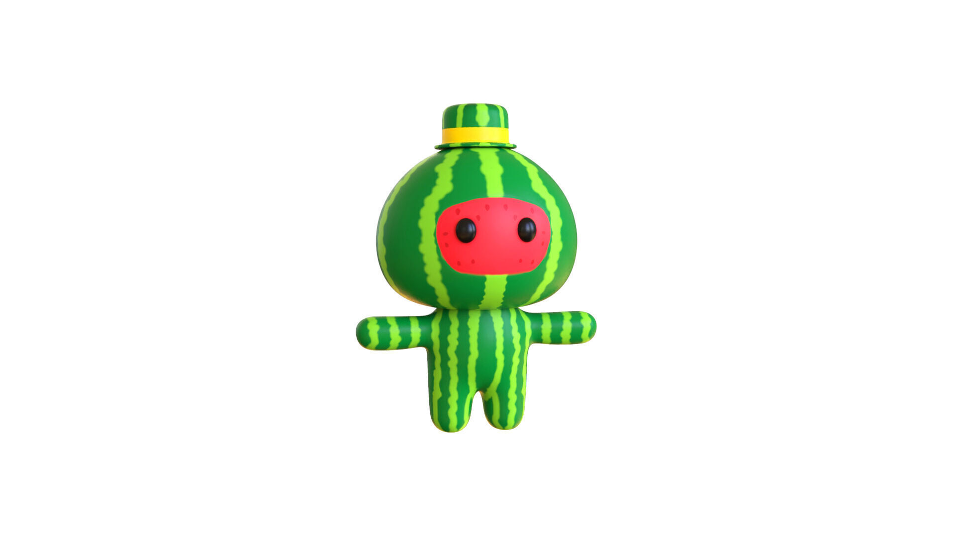 Low-Poly Character0014 Watermelon Mascot Animated Low-poly 3D model_21
